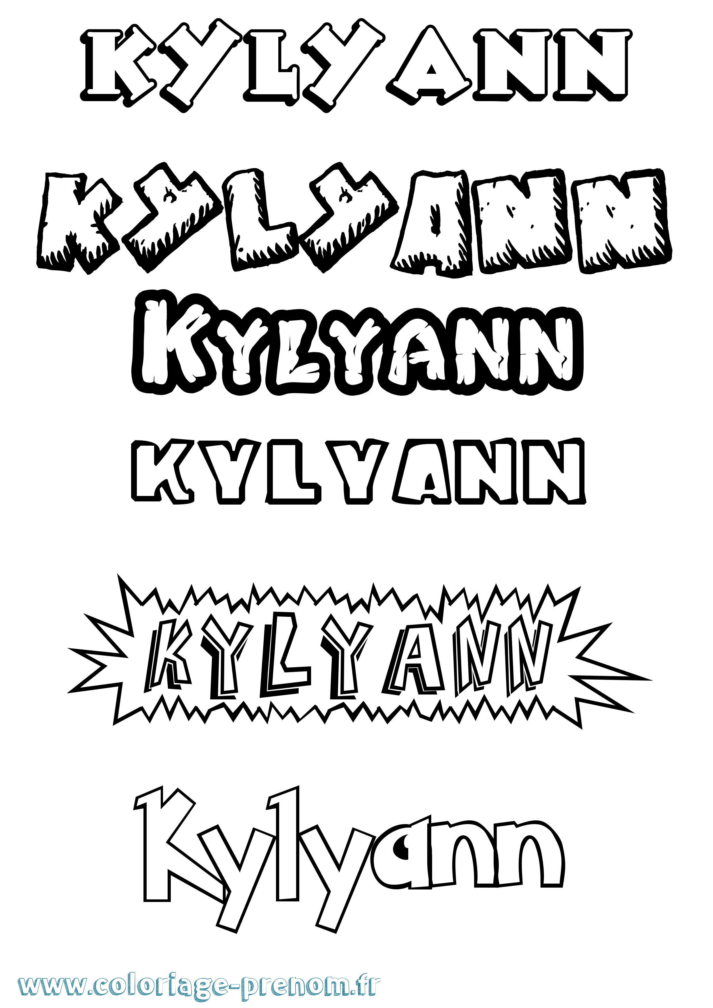Coloriage Kylyann Dessin Animé Coloriage prénom Kylyann Dessin Animé