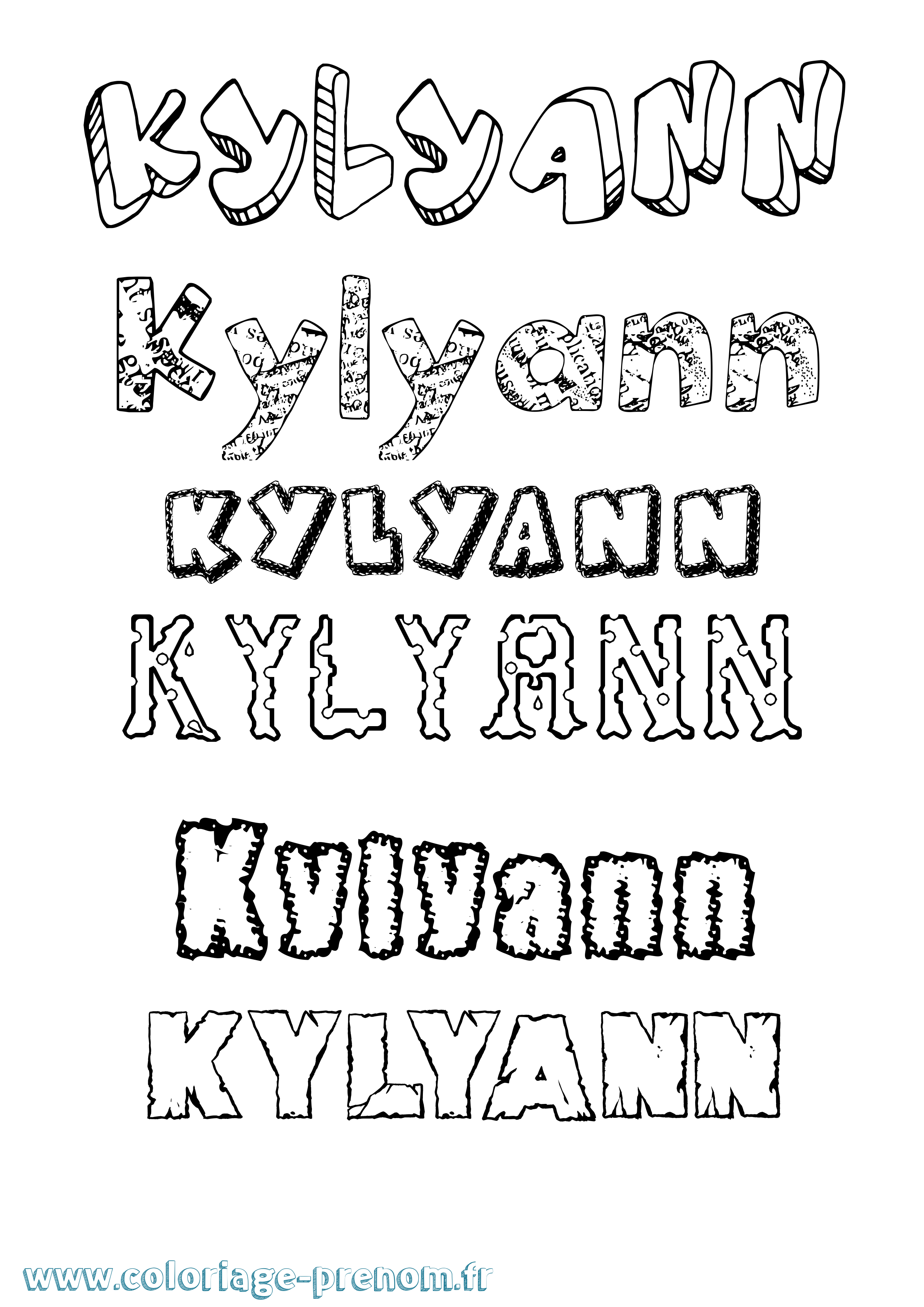 Coloriage Kylyann Destructuré Coloriage prénom Kylyann Destructuré
