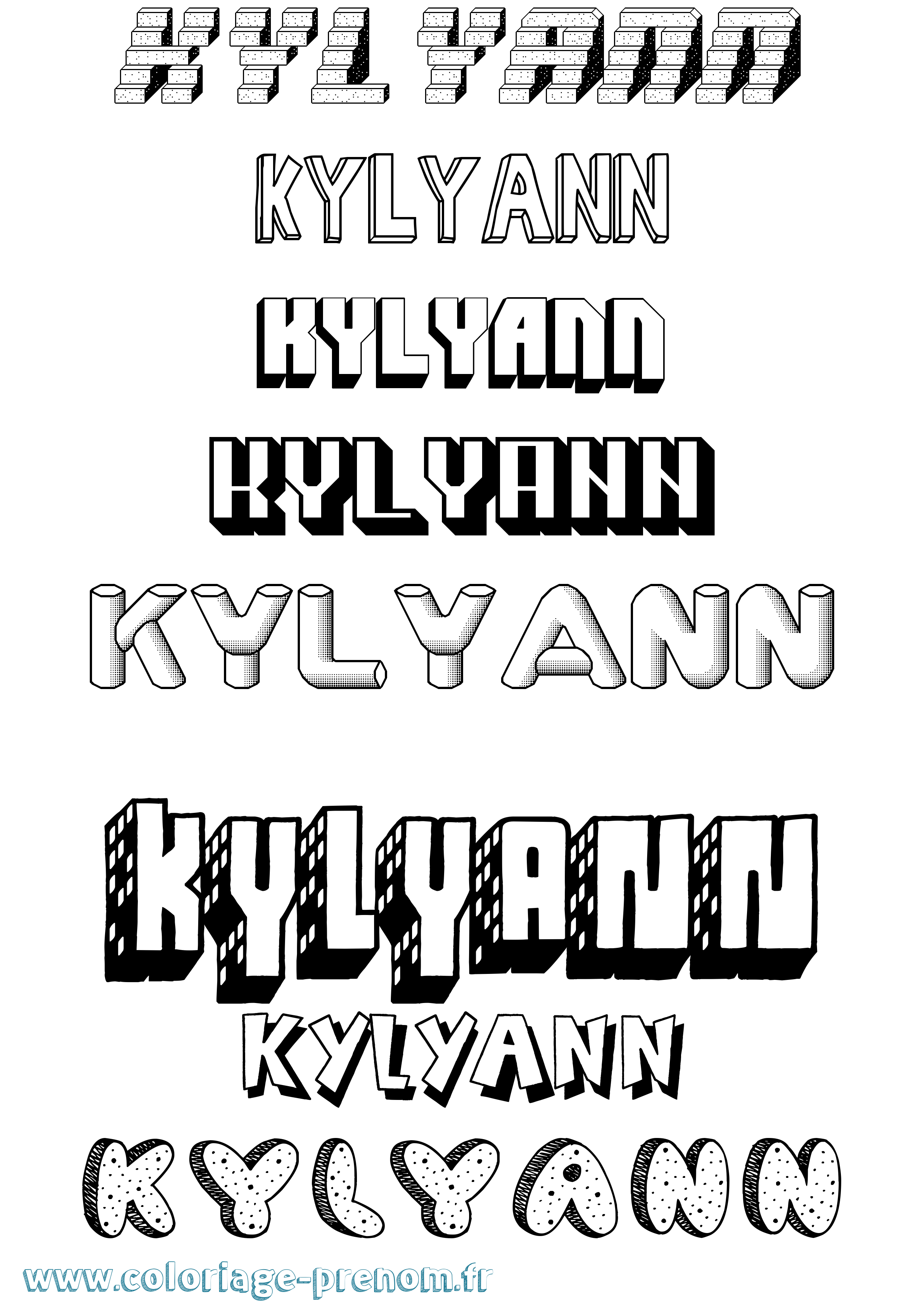 Coloriage Kylyann Effet 3D Coloriage prénom Kylyann Effet 3D