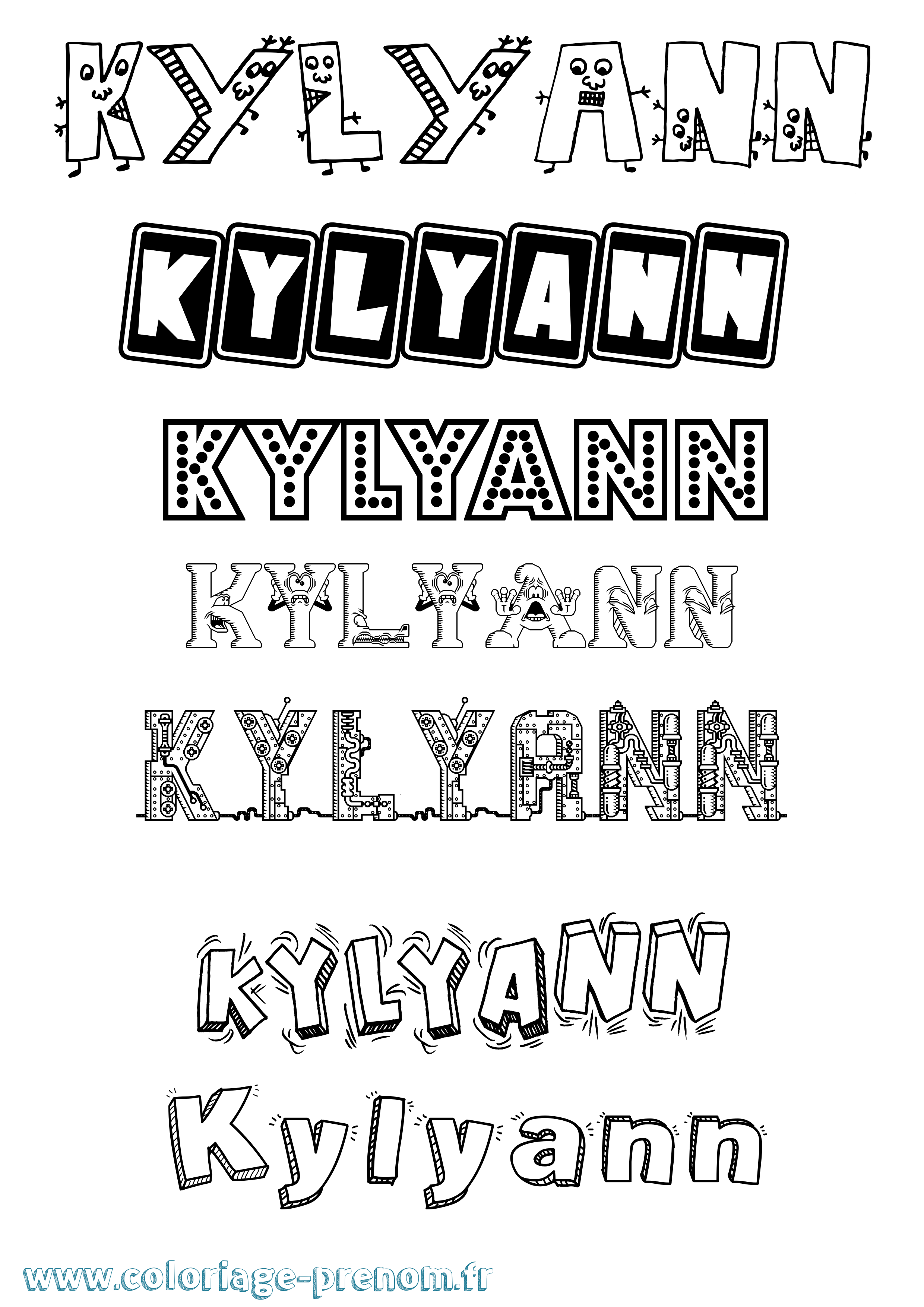 Coloriage Kylyann Fun Coloriage prénom Kylyann Fun