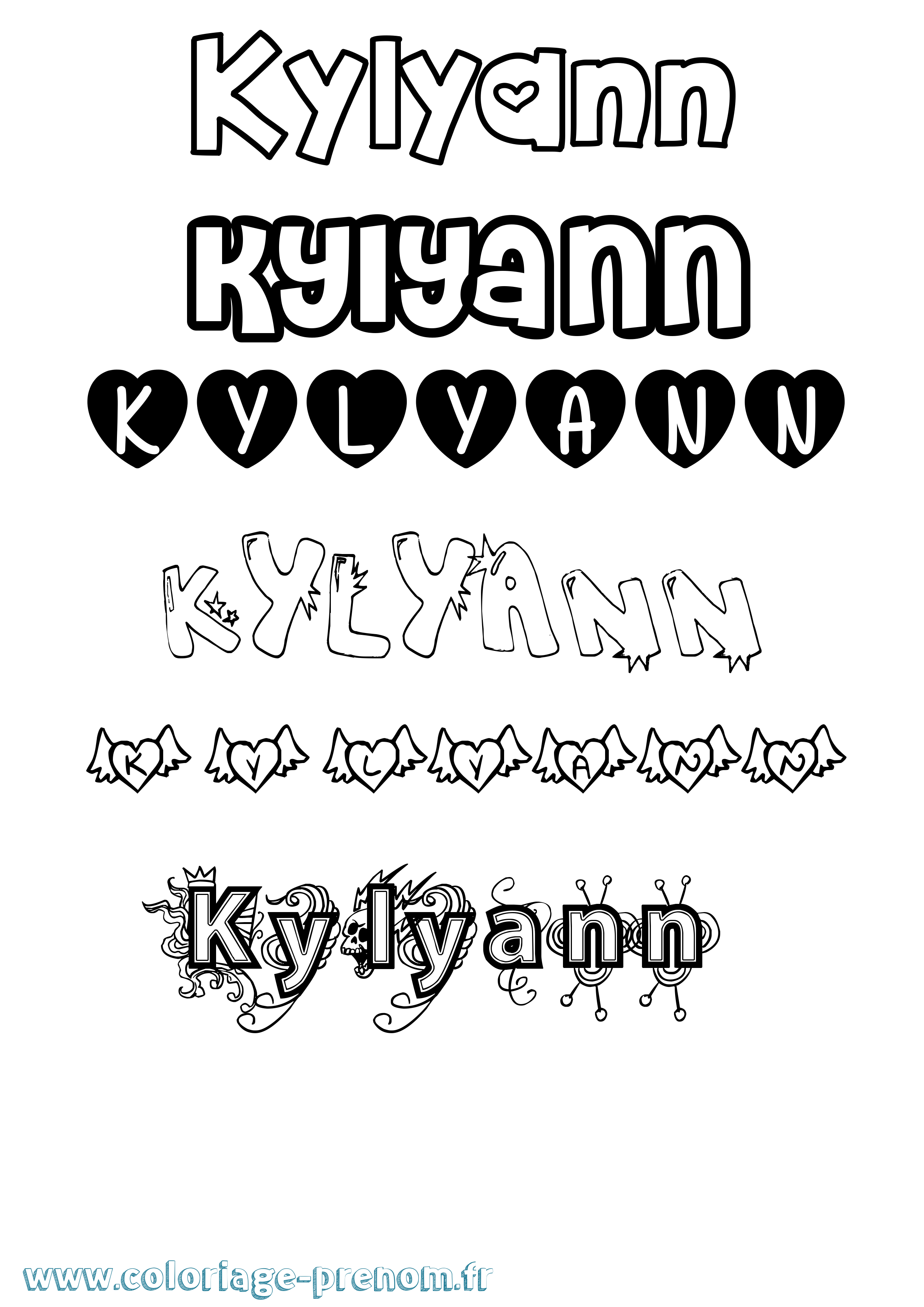 Coloriage Kylyann Girly Coloriage prénom Kylyann Girly
