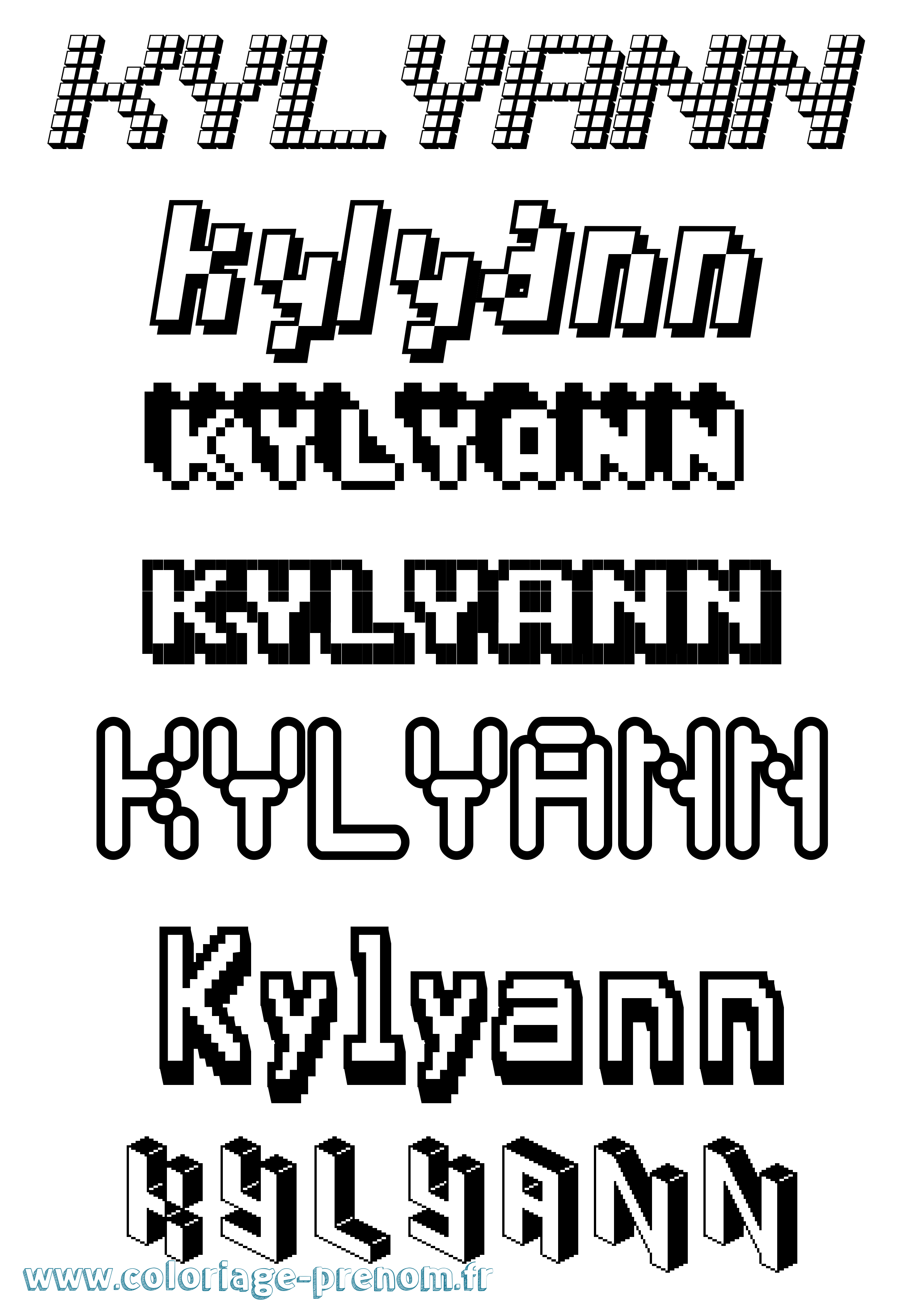 Coloriage Kylyann Pixel Coloriage prénom Kylyann Pixel