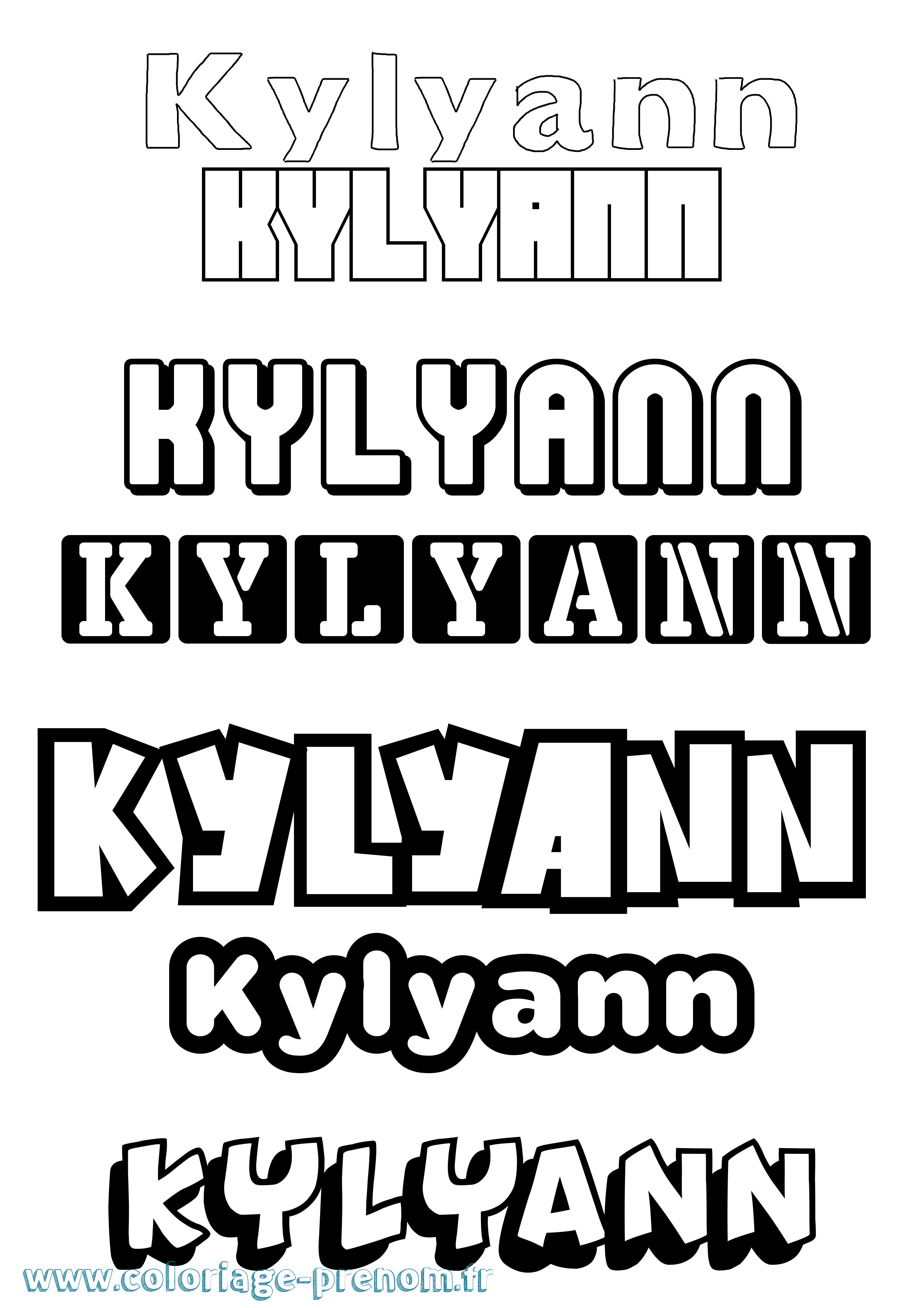 Coloriage Kylyann Simple Coloriage prénom Kylyann Simple