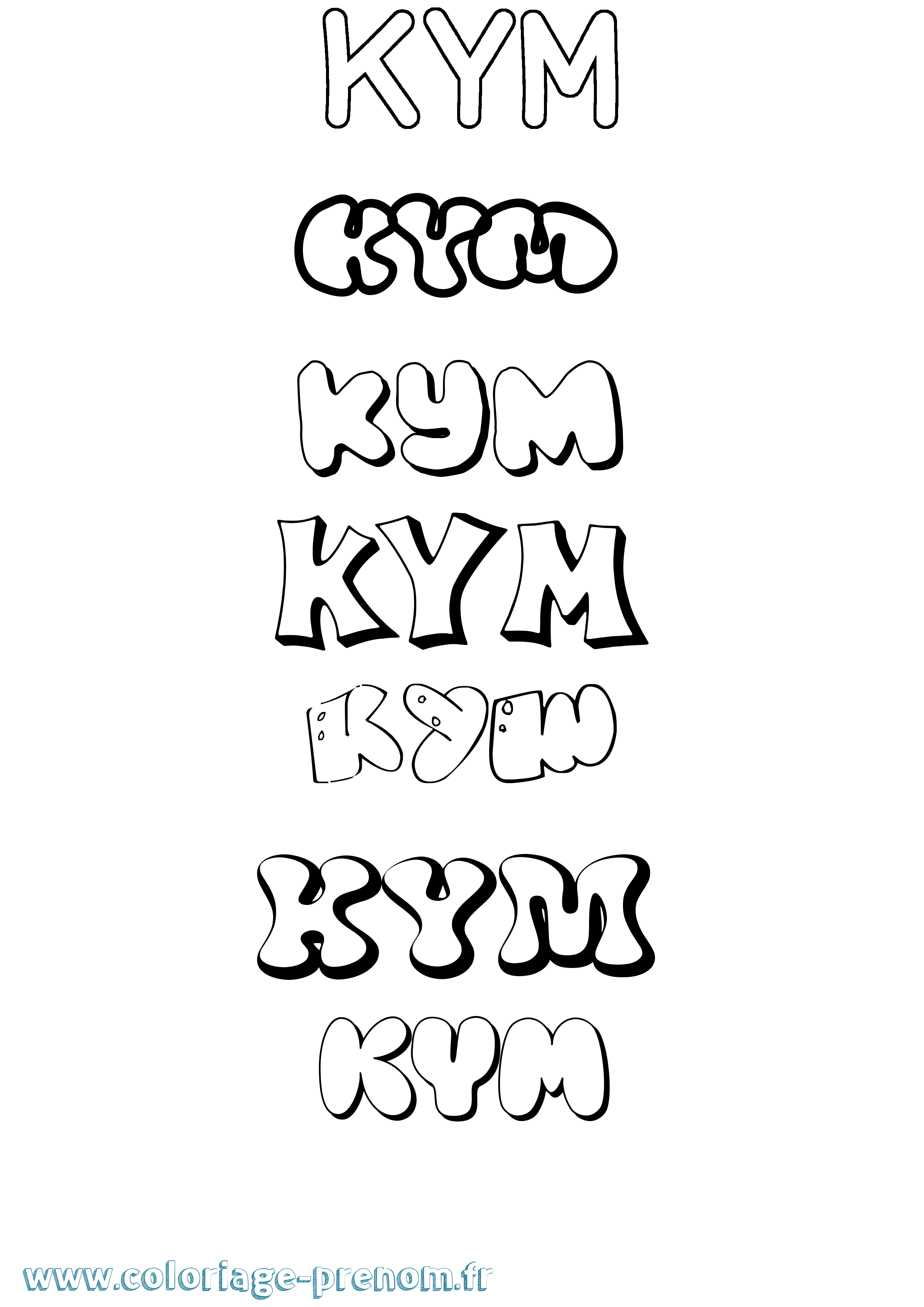 Coloriage Kym Bubble Coloriage prénom Kym Bubble