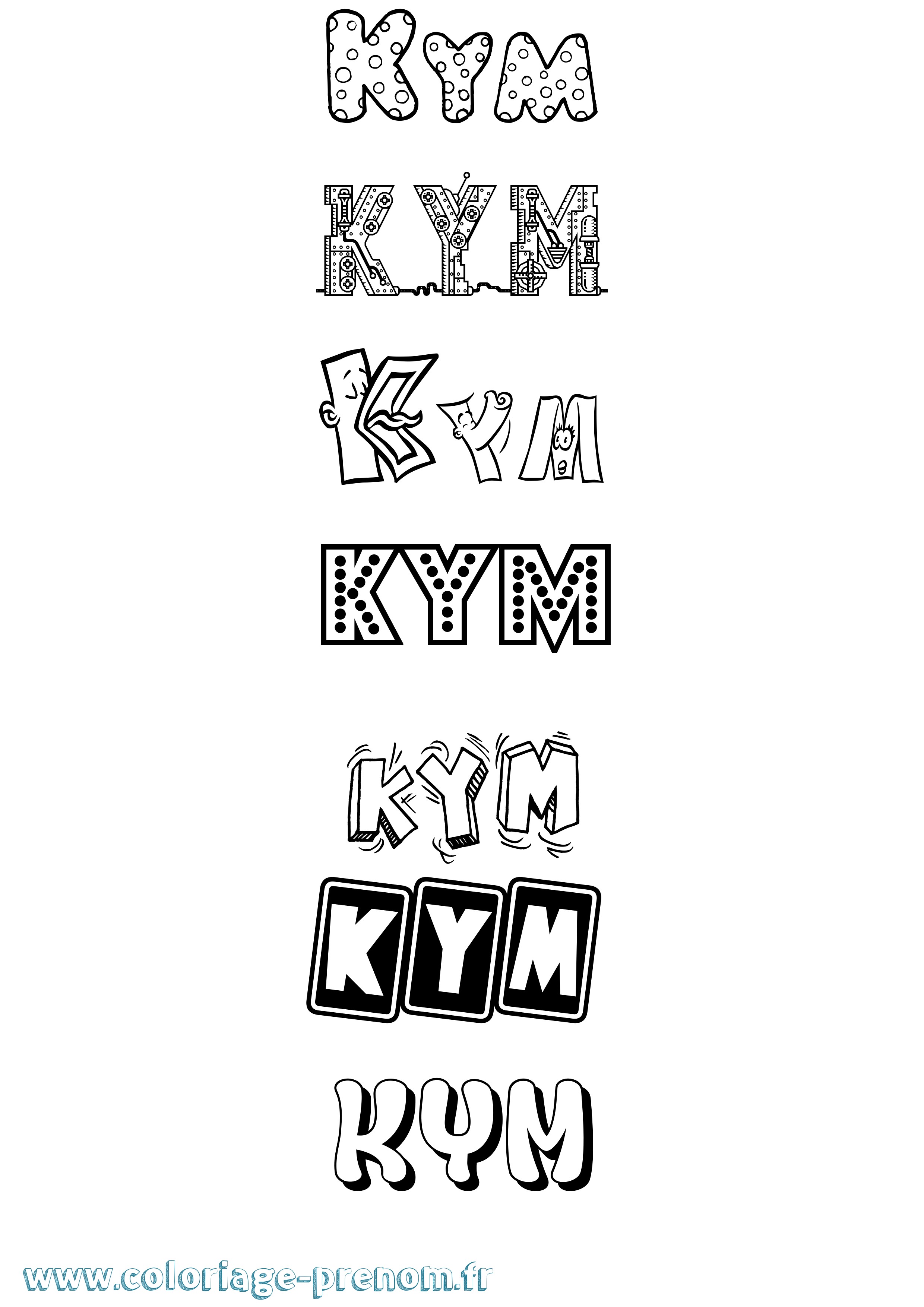 Coloriage Kym Fun Coloriage prénom Kym Fun