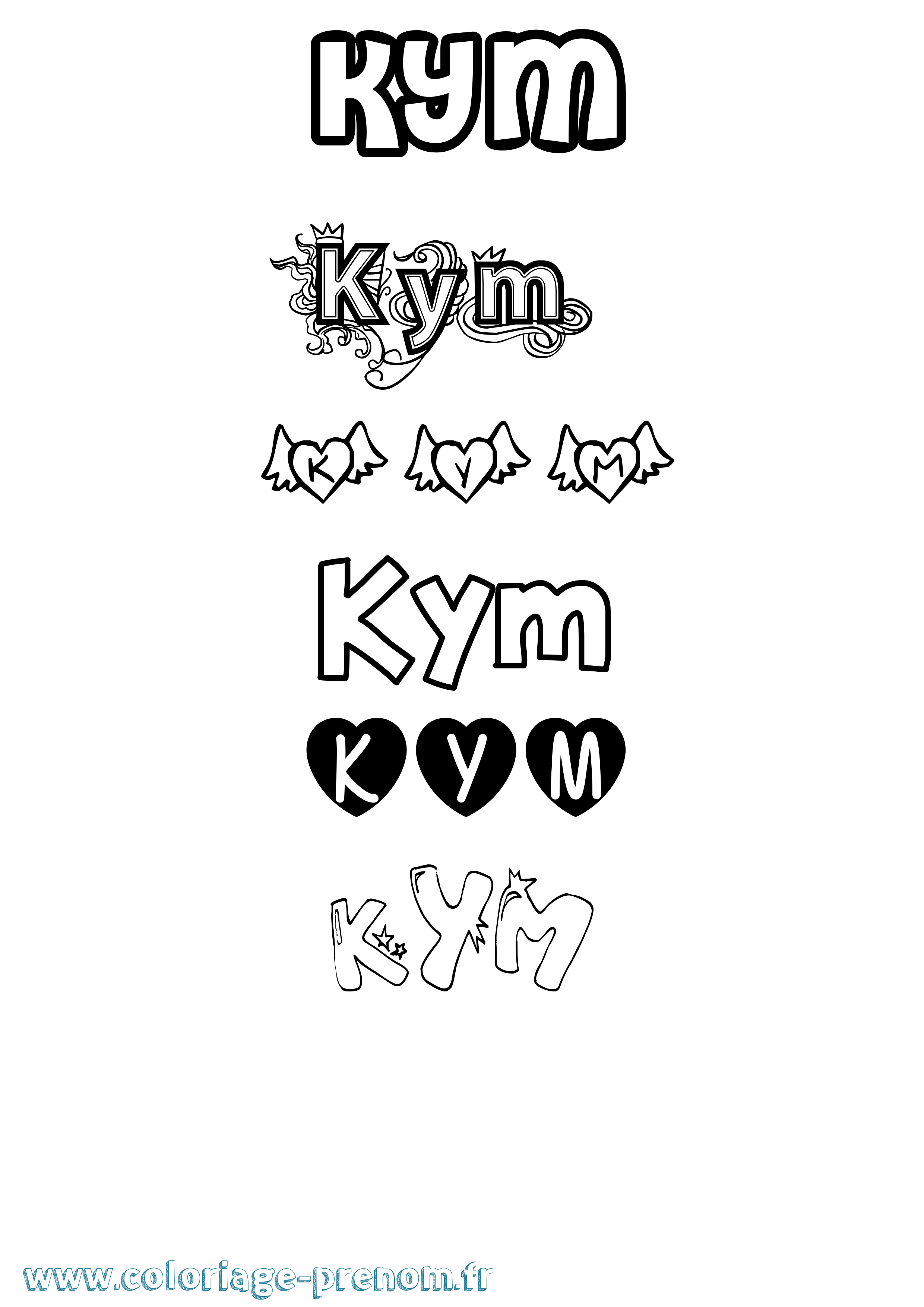 Coloriage Kym Girly Coloriage prénom Kym Girly