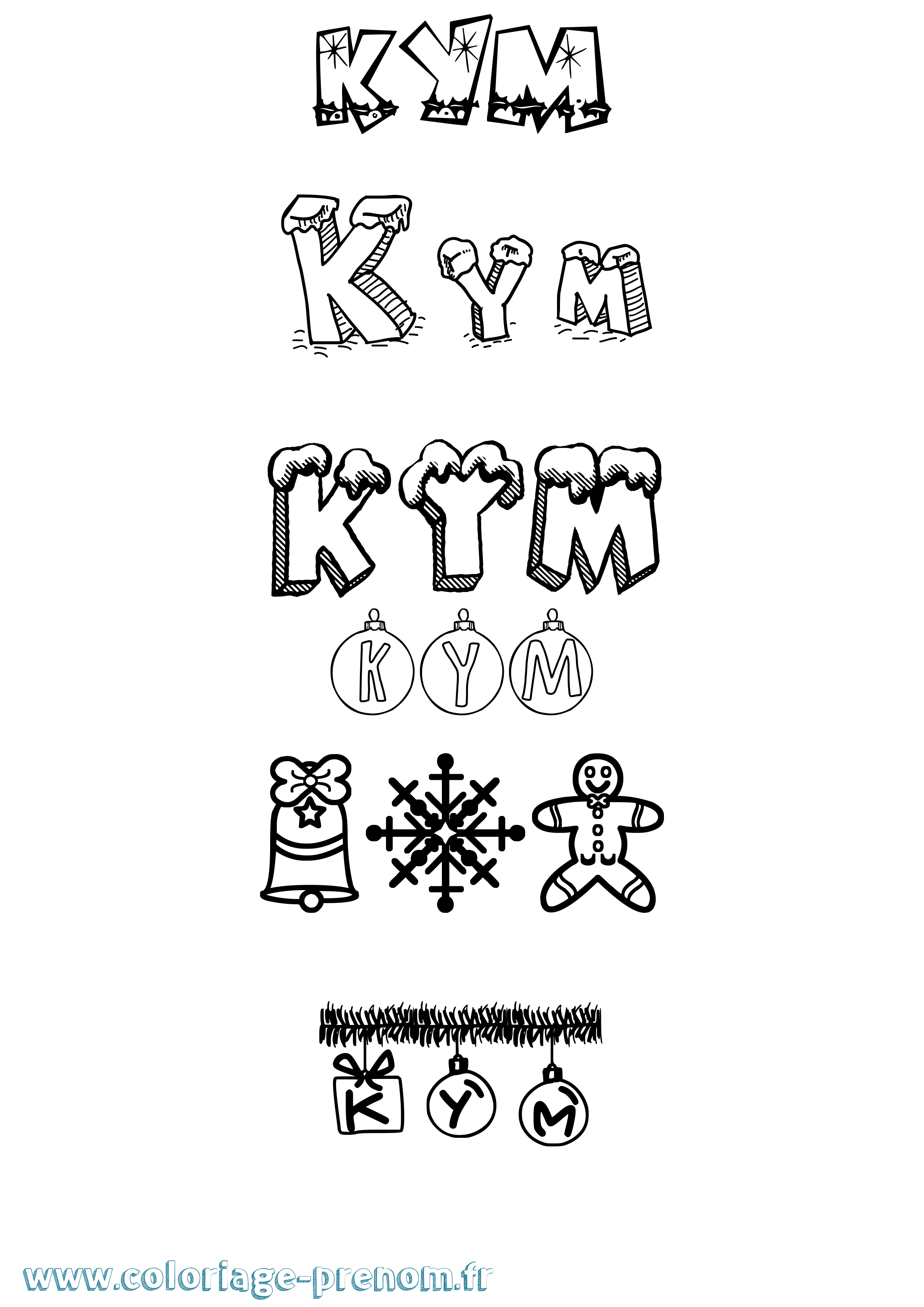 Coloriage Kym Noël Coloriage prénom Kym Noël