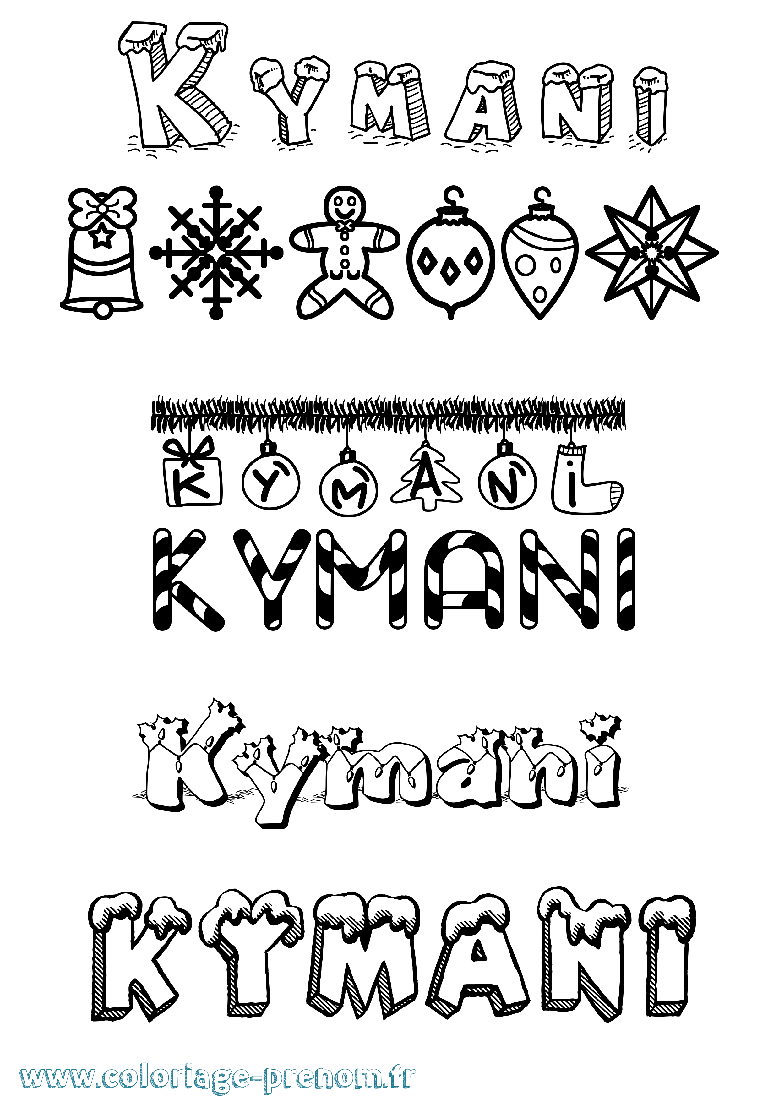 Coloriage Kymani Noël Coloriage prénom Kymani Noël