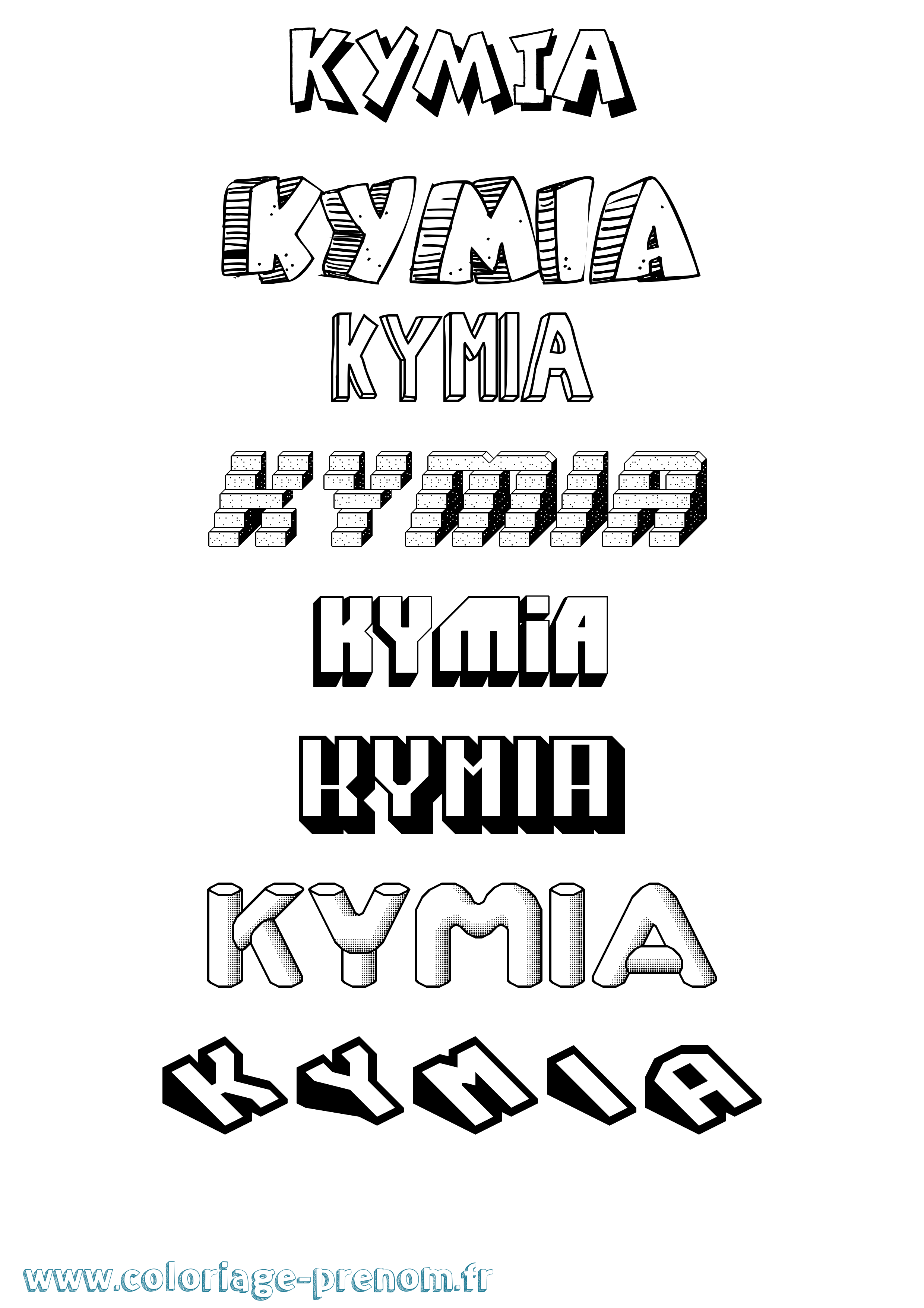 Coloriage Kymia Effet 3D Coloriage prénom Kymia Effet 3D