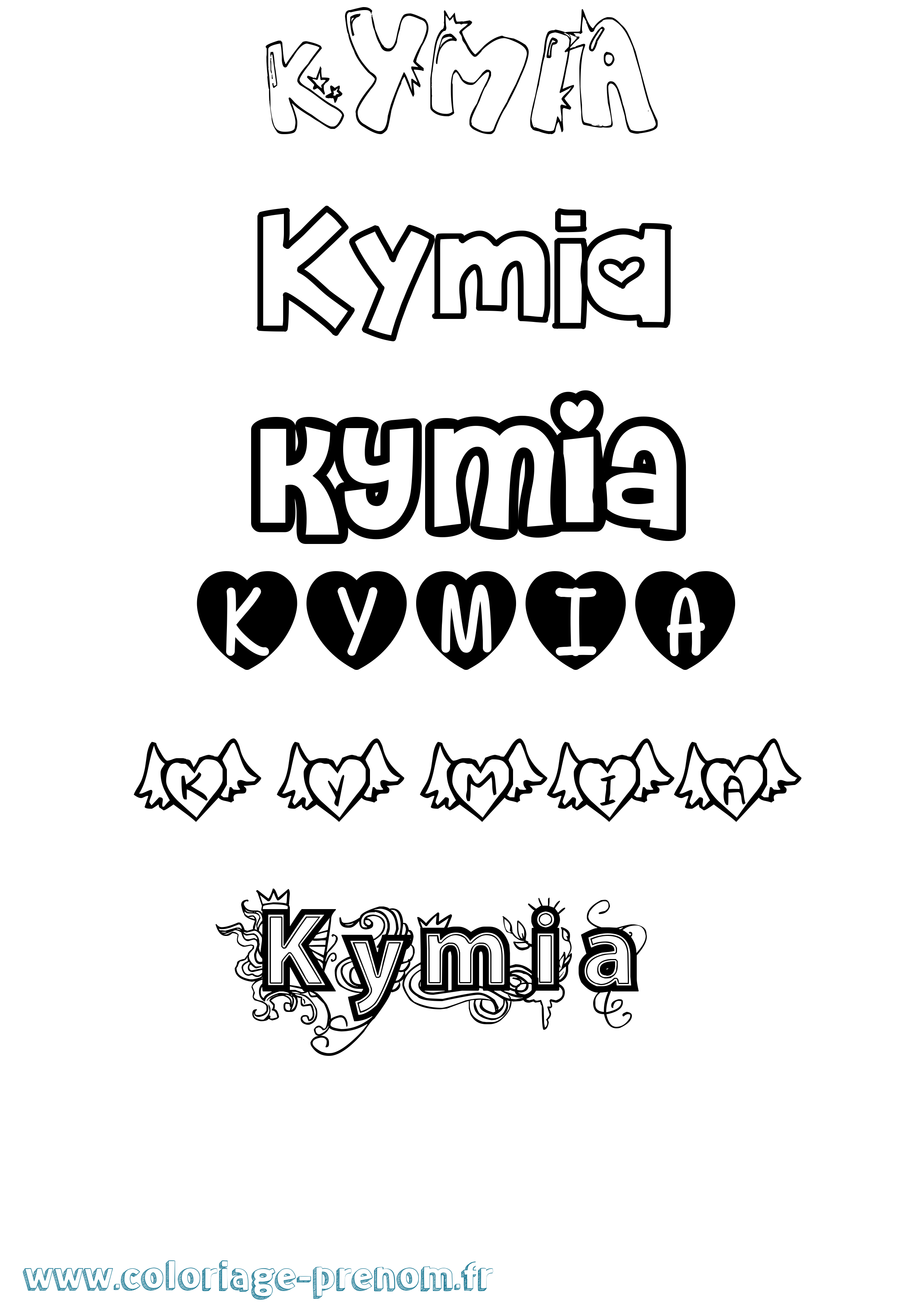 Coloriage Kymia Girly Coloriage prénom Kymia Girly