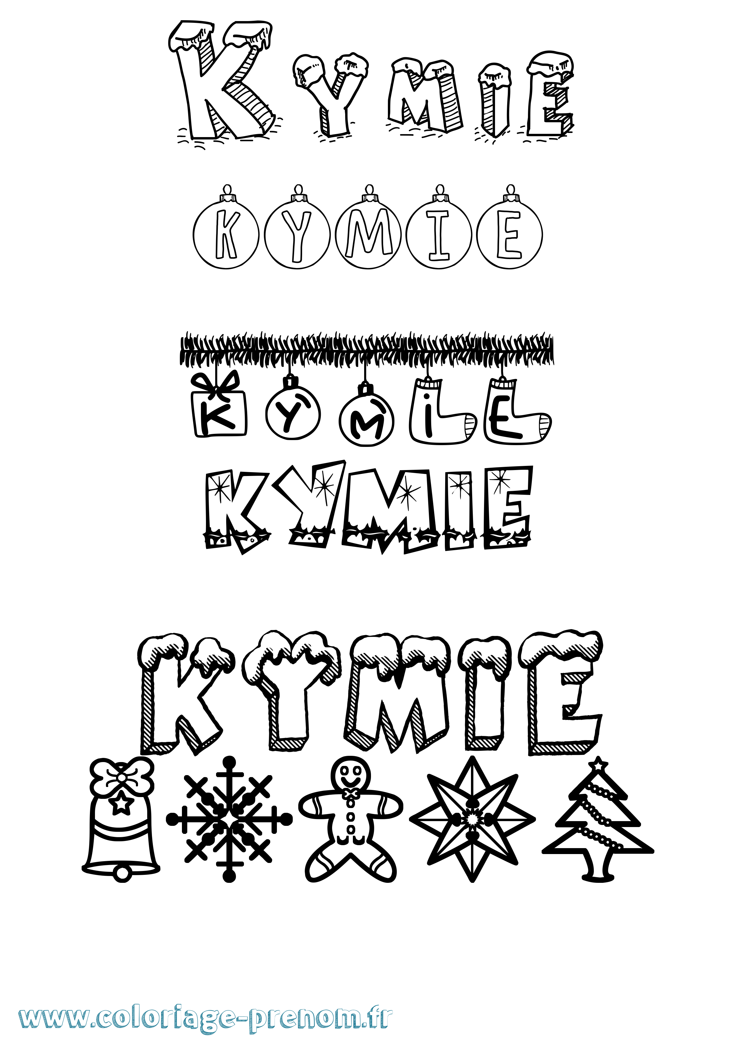 Coloriage Kymie Noël Coloriage prénom Kymie Noël