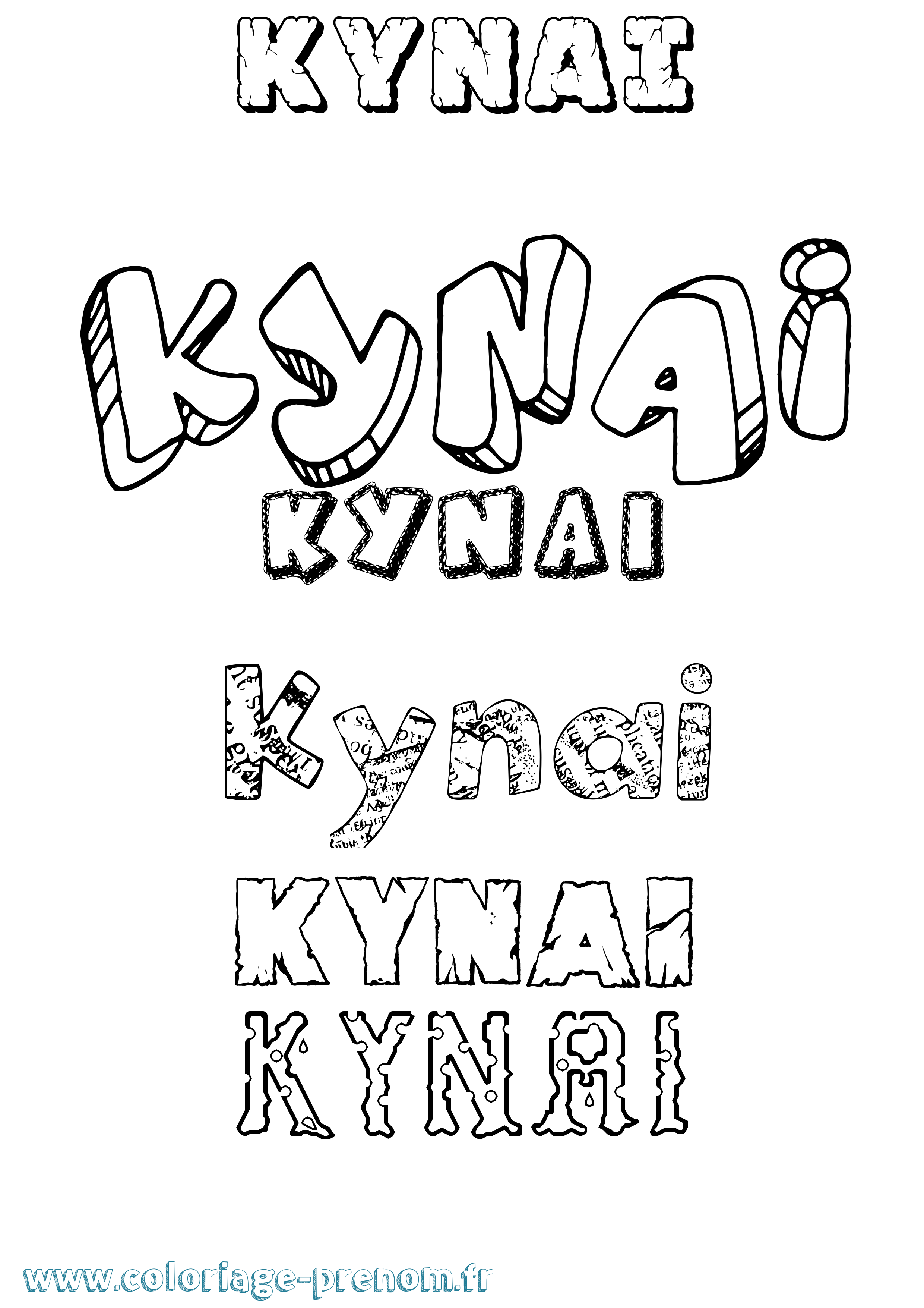 Coloriage Kynai Destructuré Coloriage prénom Kynai Destructuré