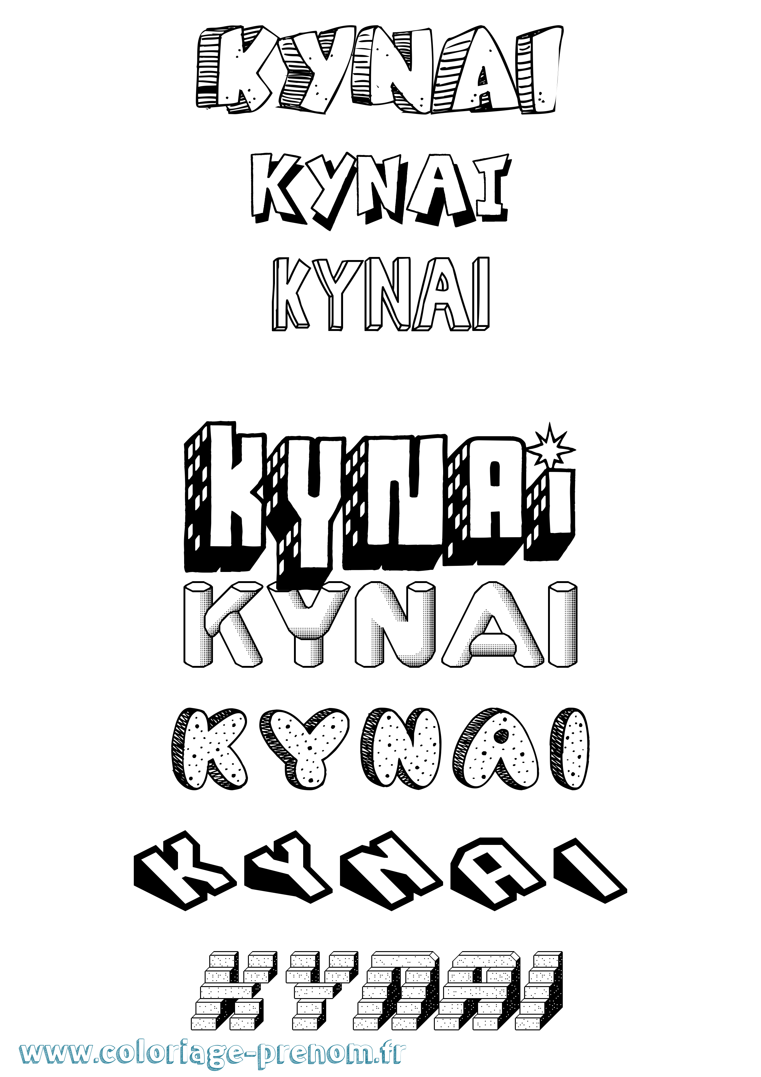Coloriage Kynai Effet 3D Coloriage prénom Kynai Effet 3D