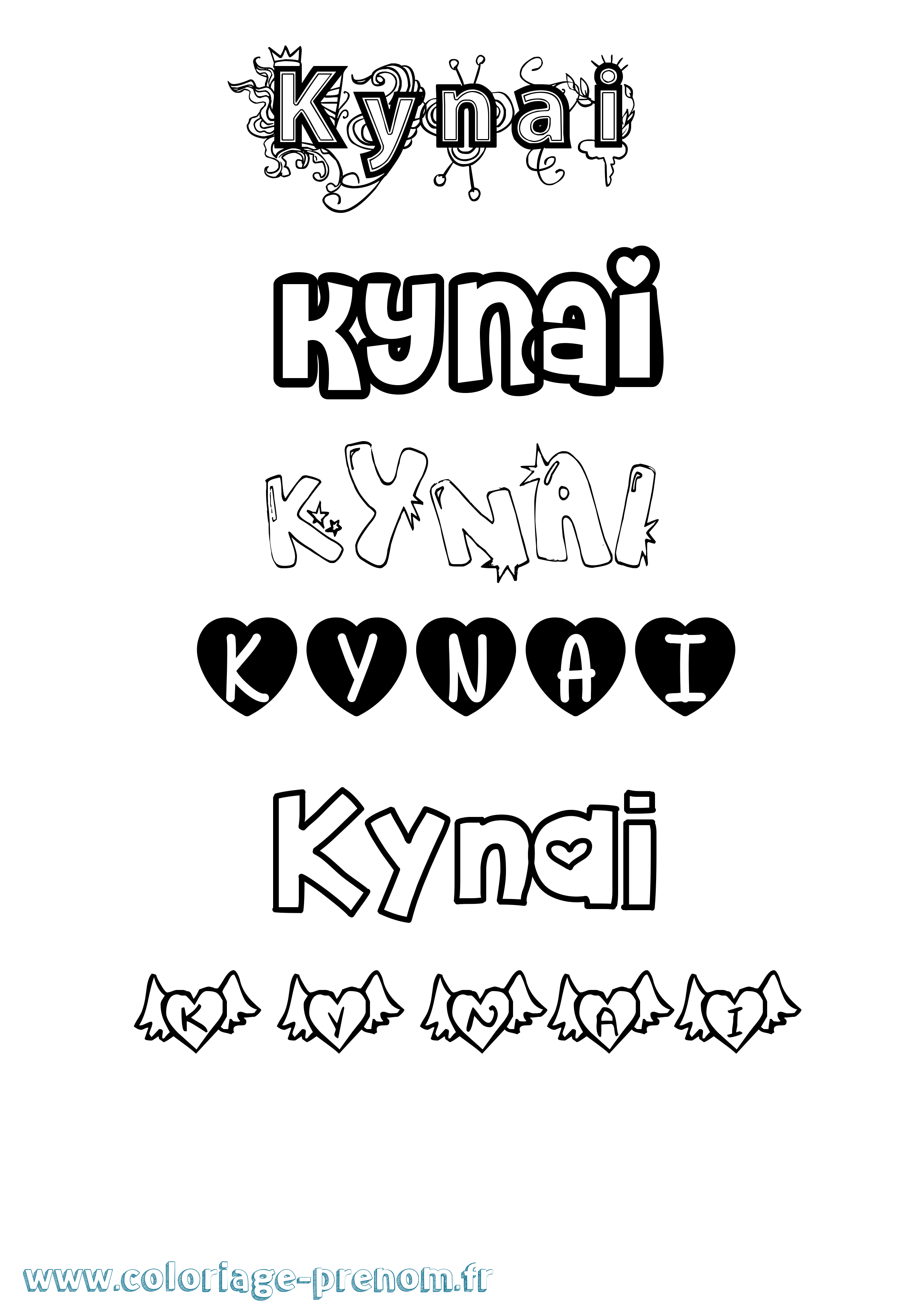 Coloriage Kynai Girly Coloriage prénom Kynai Girly