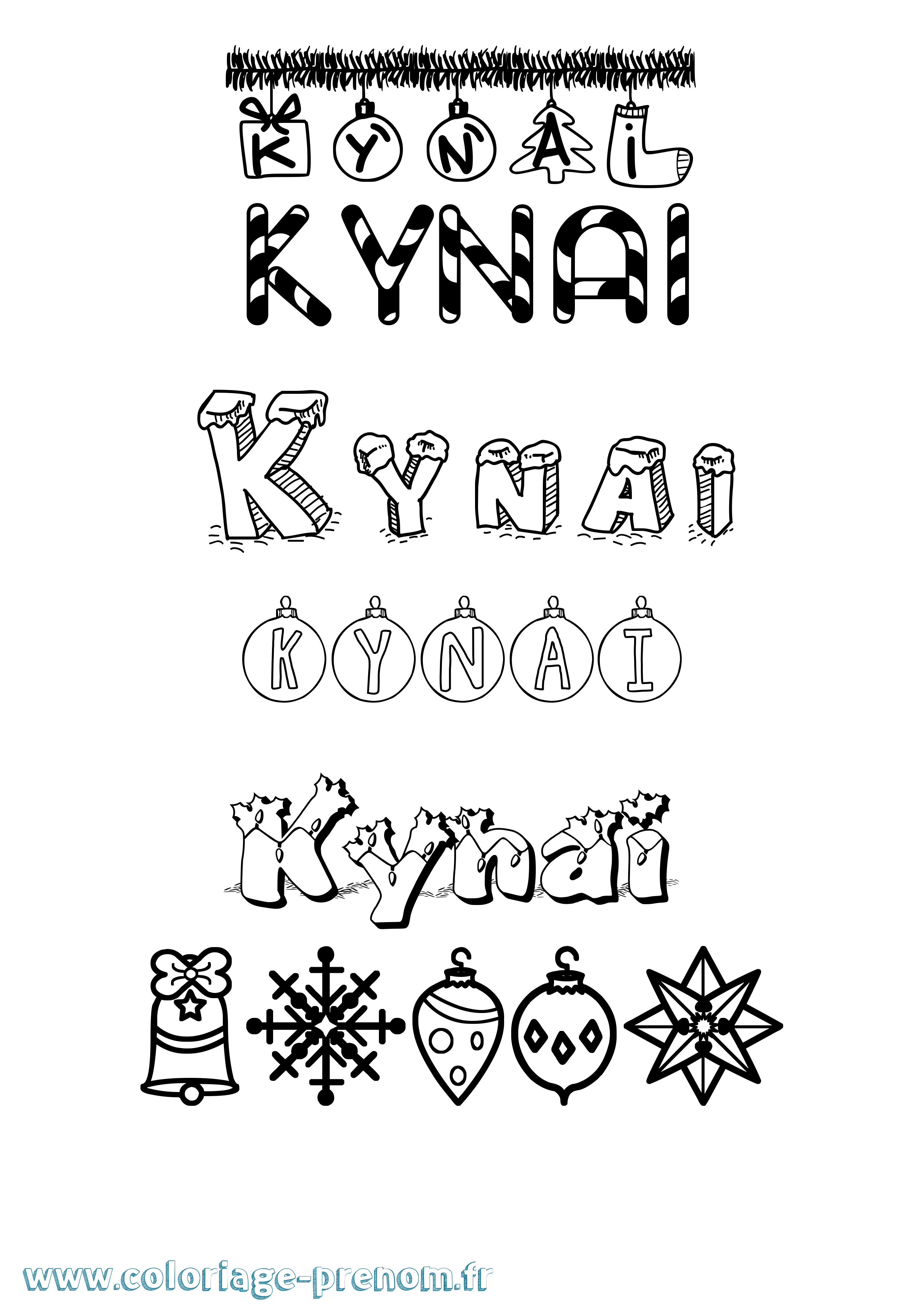 Coloriage Kynai Noël Coloriage prénom Kynai Noël