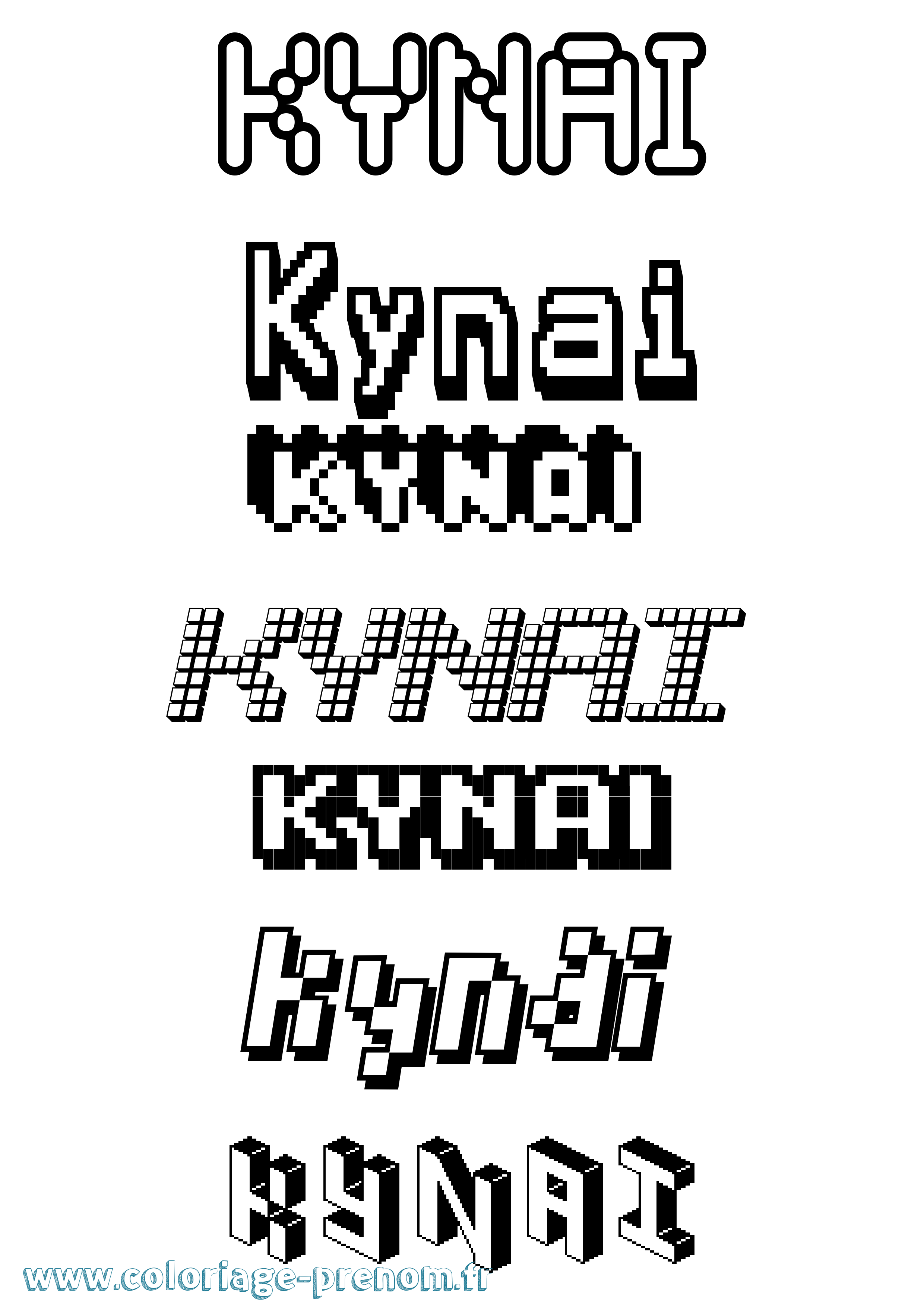 Coloriage Kynai Pixel Coloriage prénom Kynai Pixel