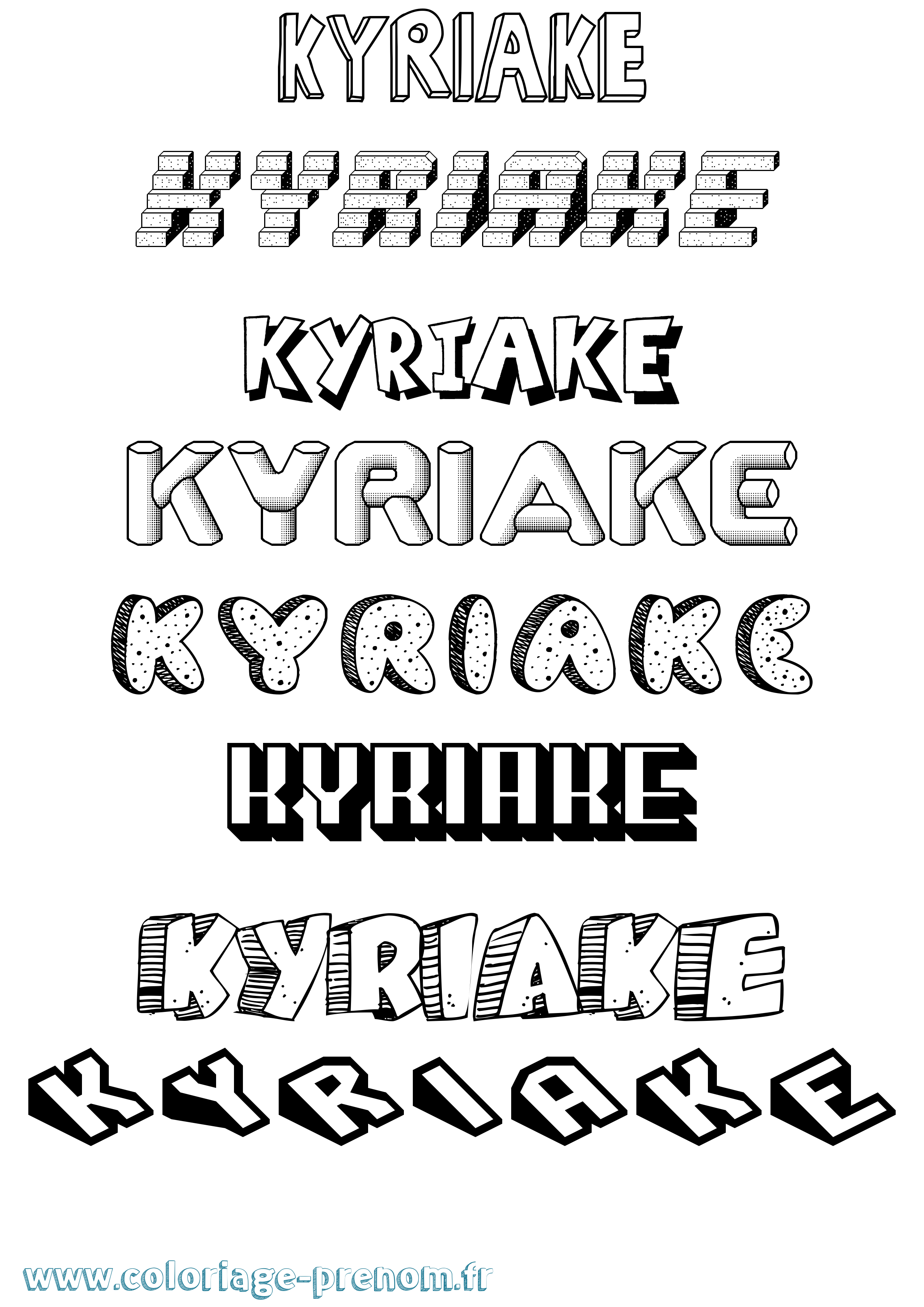 Coloriage Kyriake Effet 3D Coloriage prénom Kyriake Effet 3D