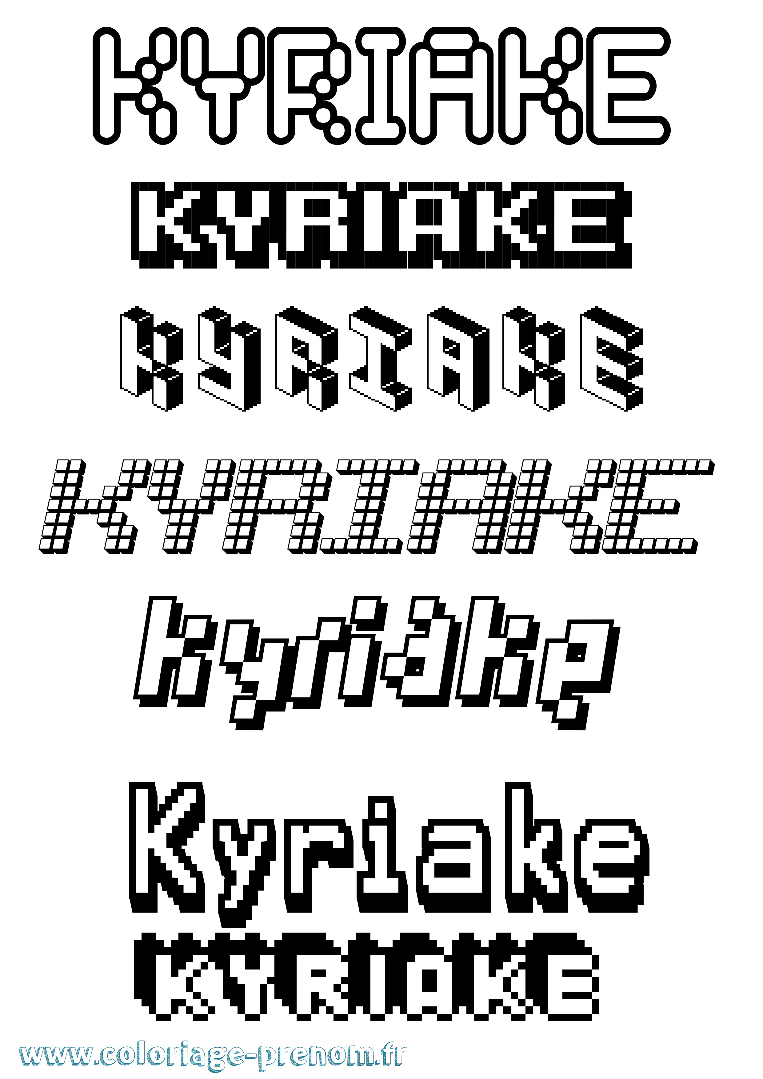 Coloriage Kyriake Pixel Coloriage prénom Kyriake Pixel