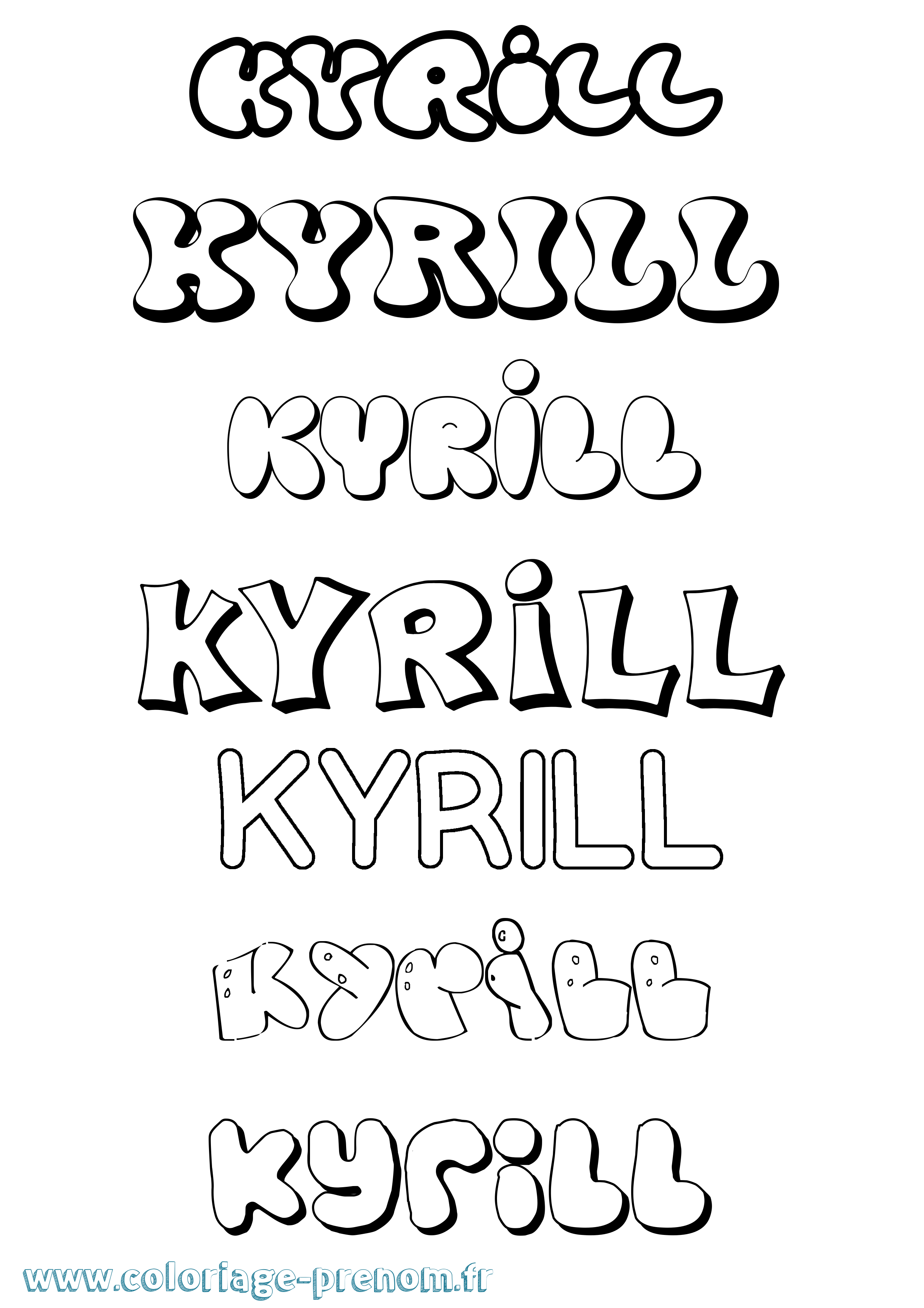 Coloriage Kyrill Bubble Coloriage prénom Kyrill Bubble