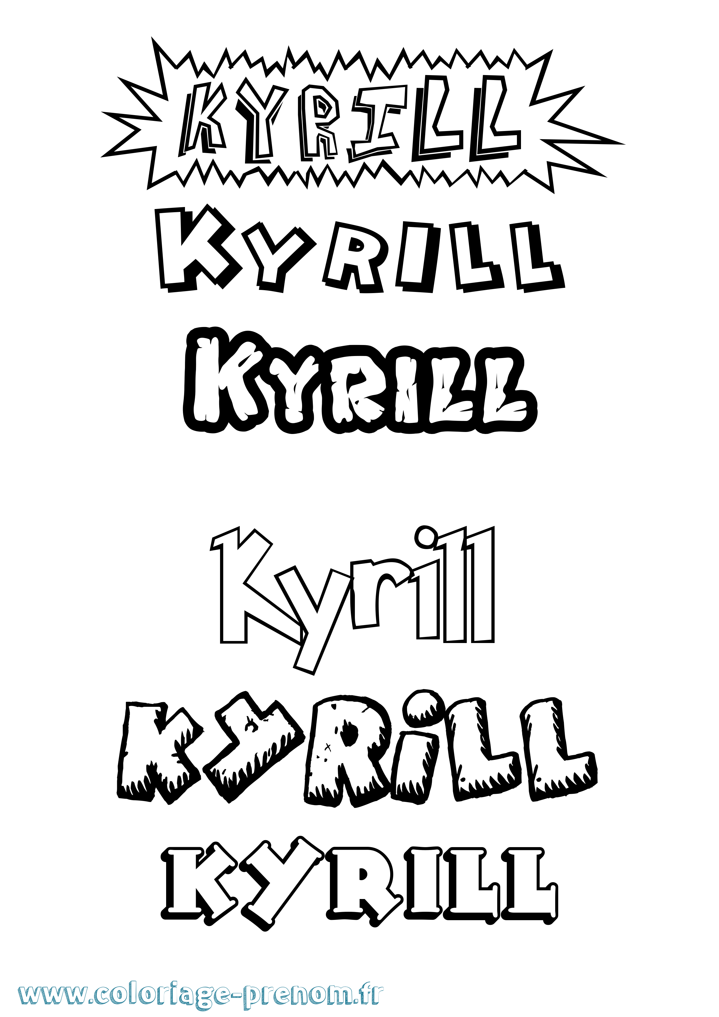 Coloriage Kyrill Dessin Animé Coloriage prénom Kyrill Dessin Animé