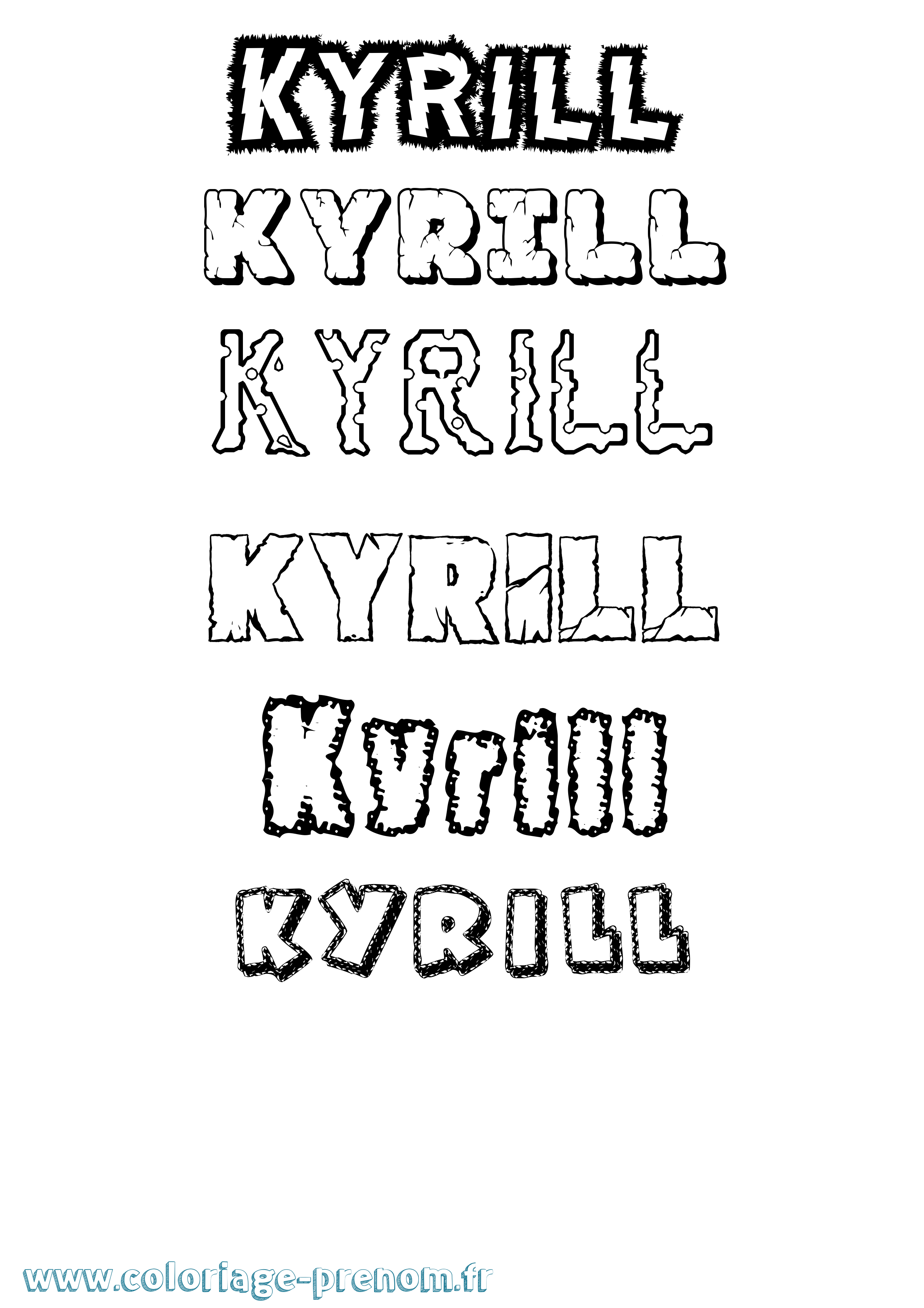 Coloriage Kyrill Destructuré Coloriage prénom Kyrill Destructuré