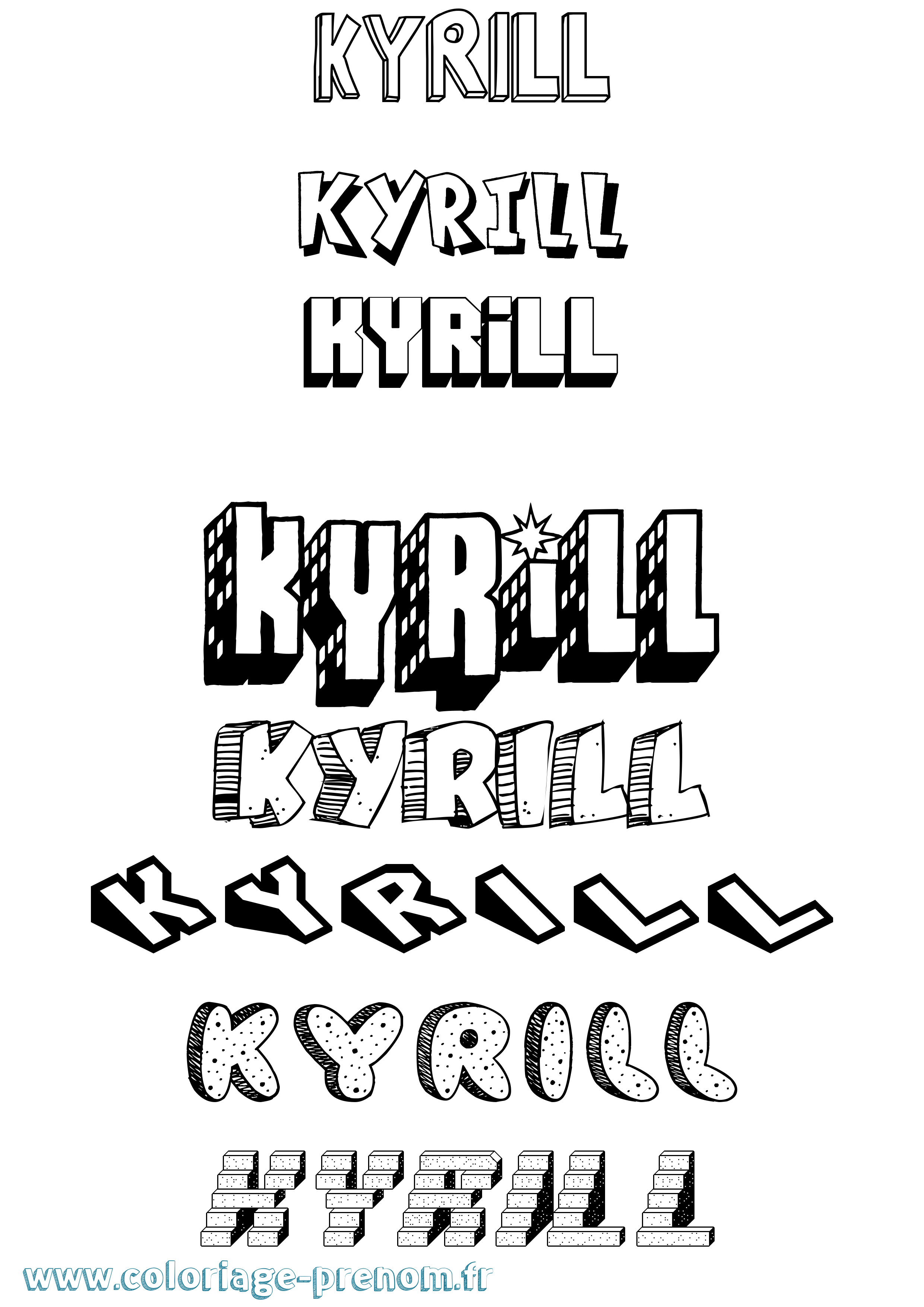 Coloriage Kyrill Effet 3D Coloriage prénom Kyrill Effet 3D