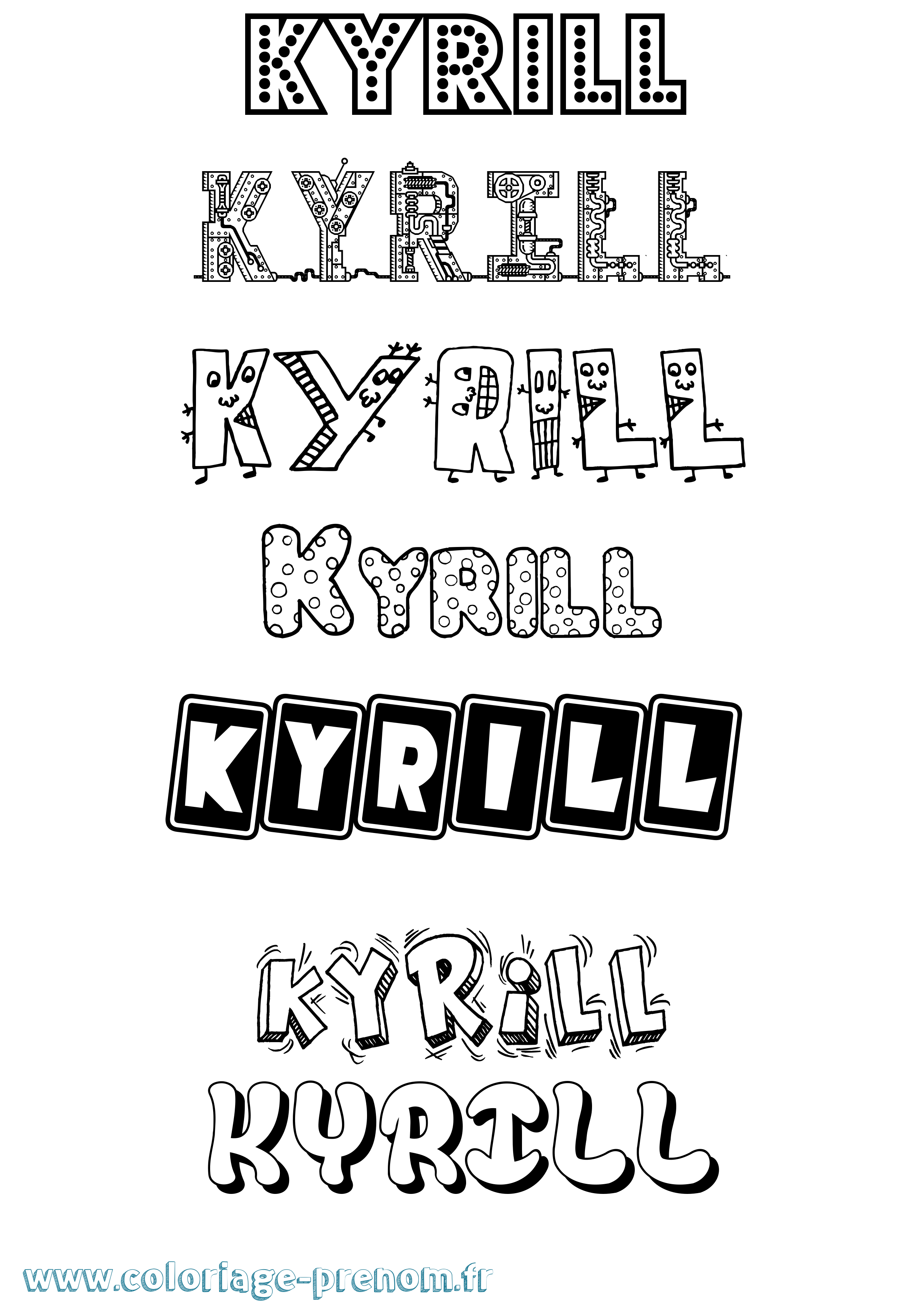 Coloriage Kyrill Fun Coloriage prénom Kyrill Fun
