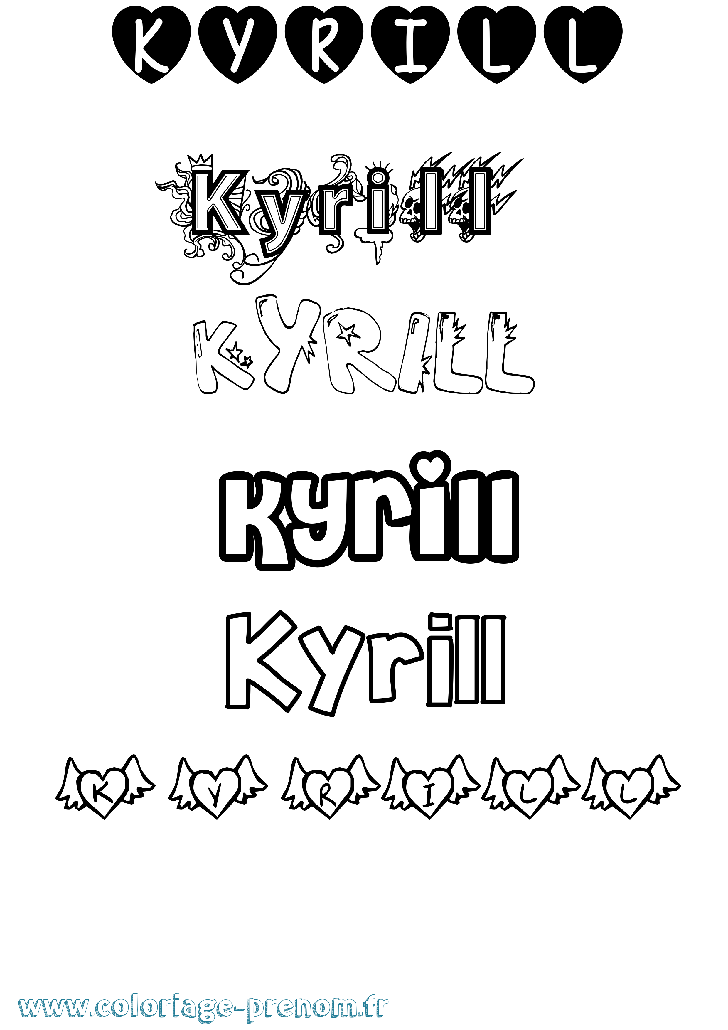 Coloriage Kyrill Girly Coloriage prénom Kyrill Girly