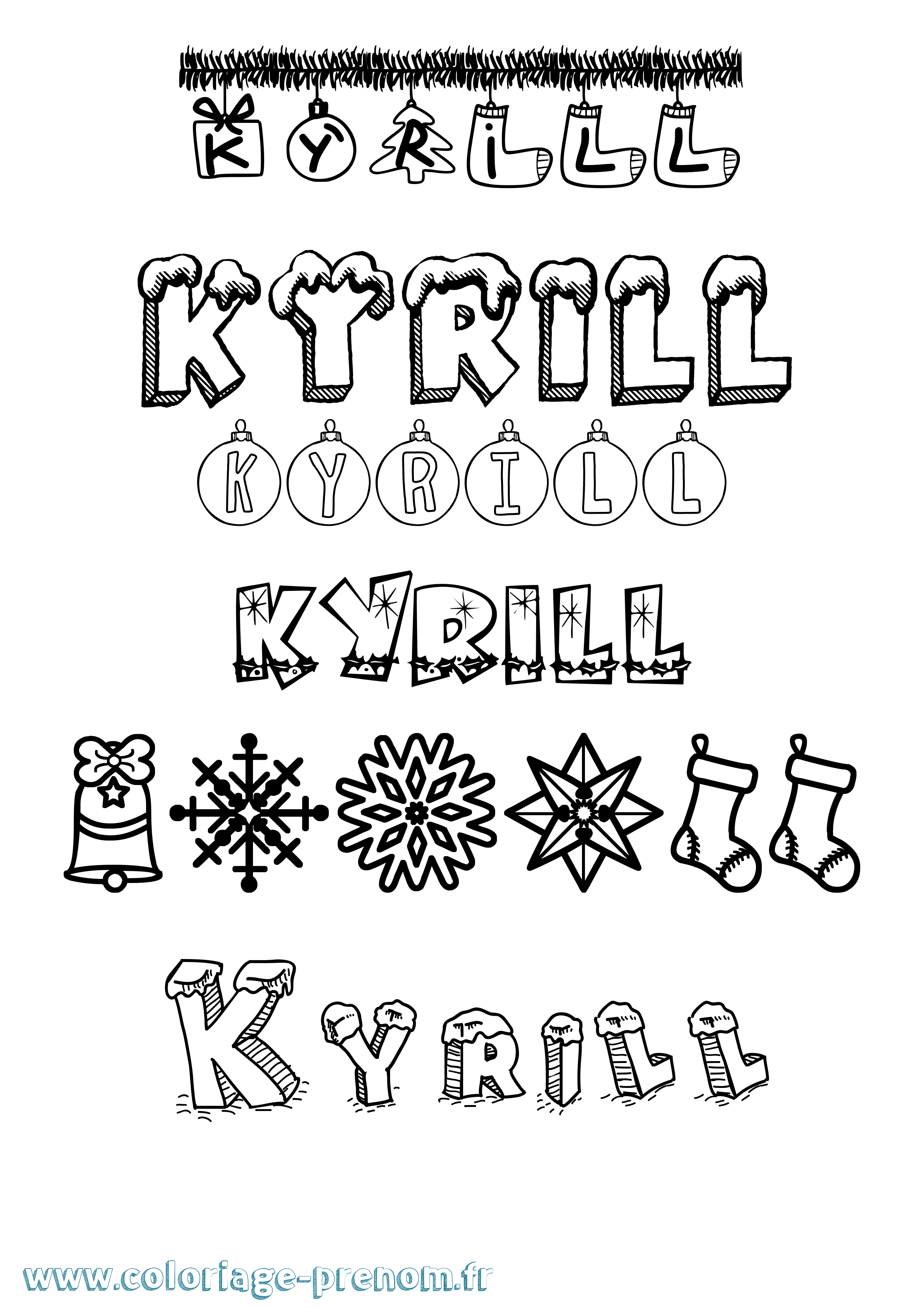 Coloriage Kyrill Noël Coloriage prénom Kyrill Noël