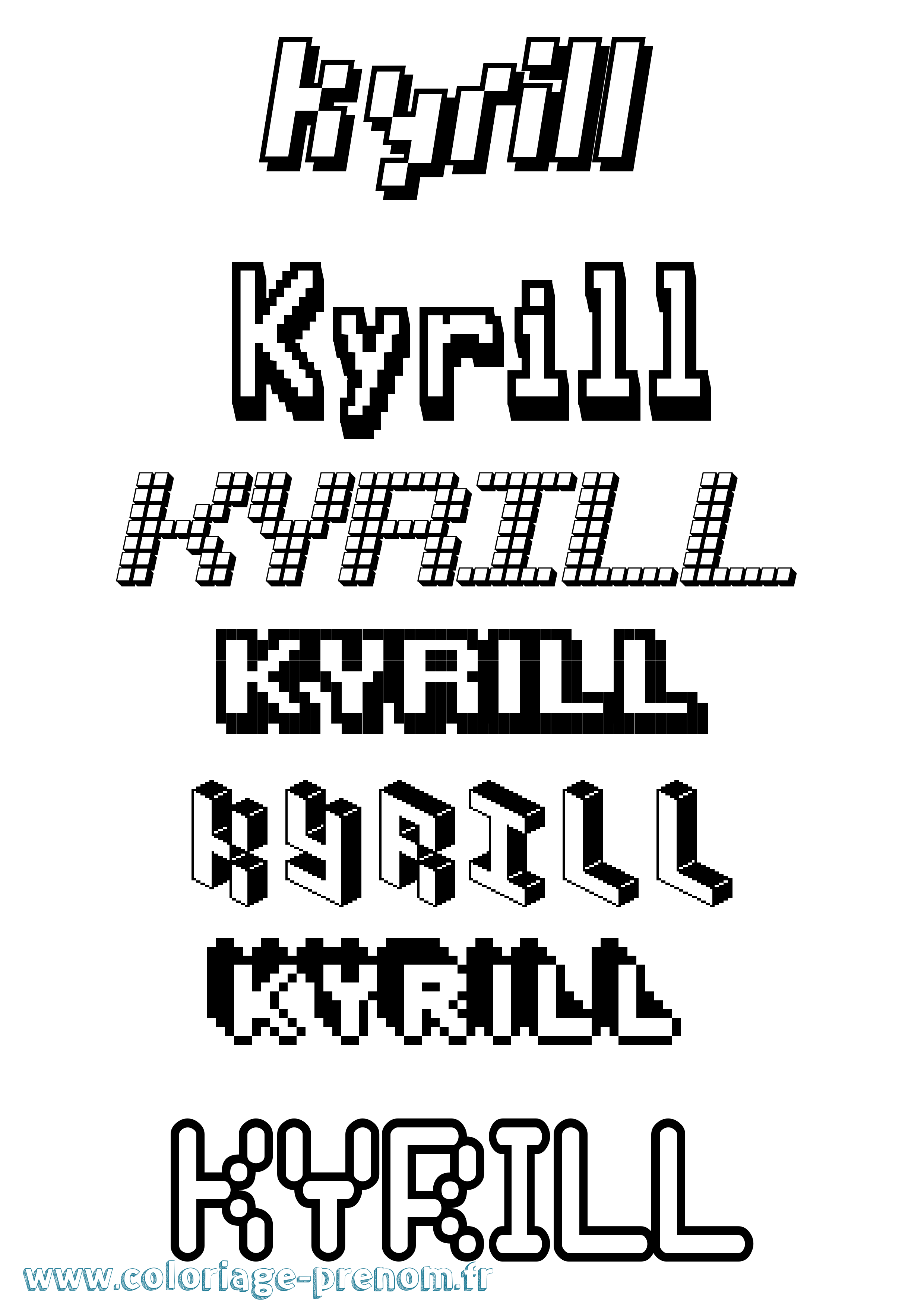 Coloriage Kyrill Pixel Coloriage prénom Kyrill Pixel