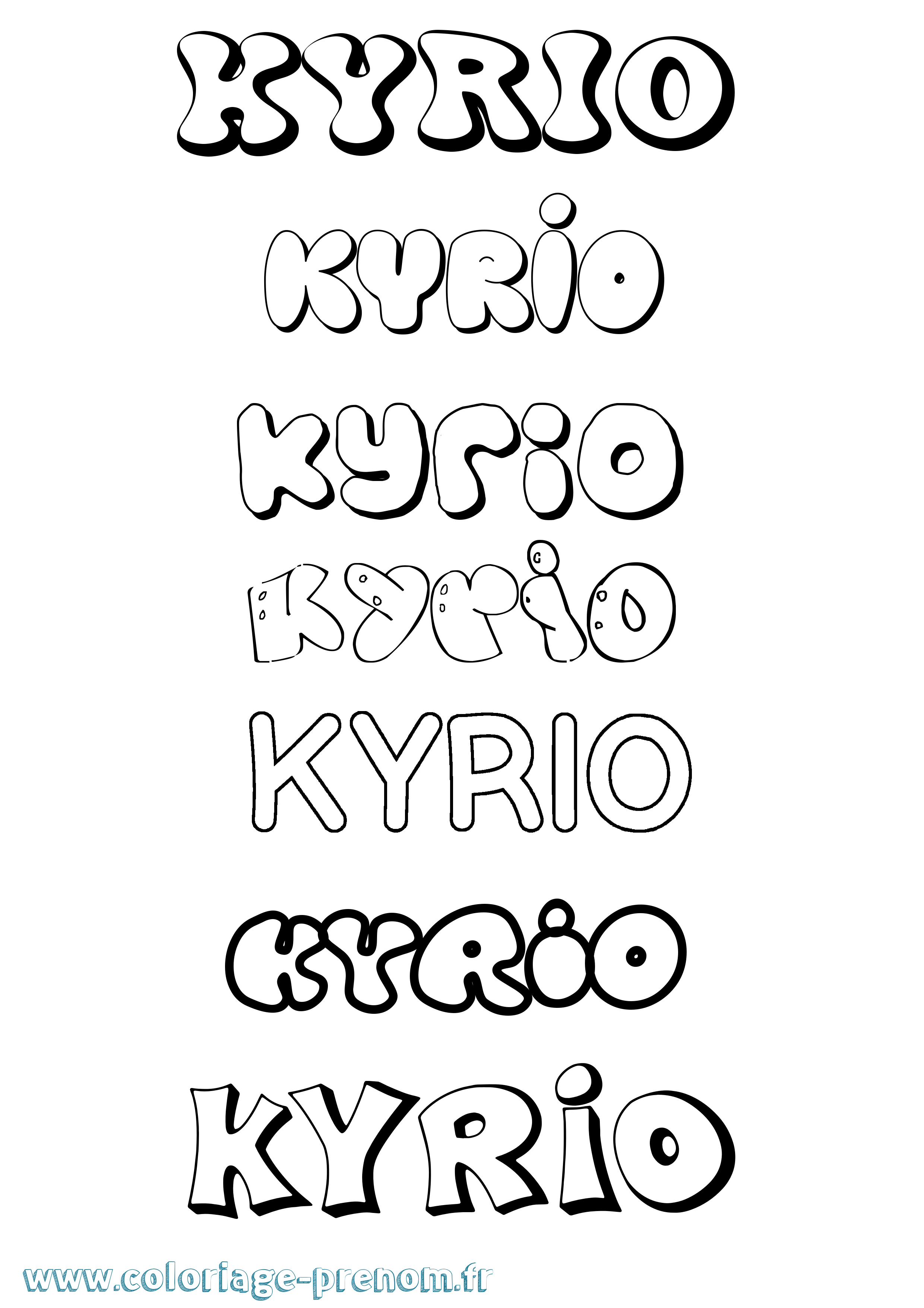 Coloriage Kyrio Bubble Coloriage prénom Kyrio Bubble