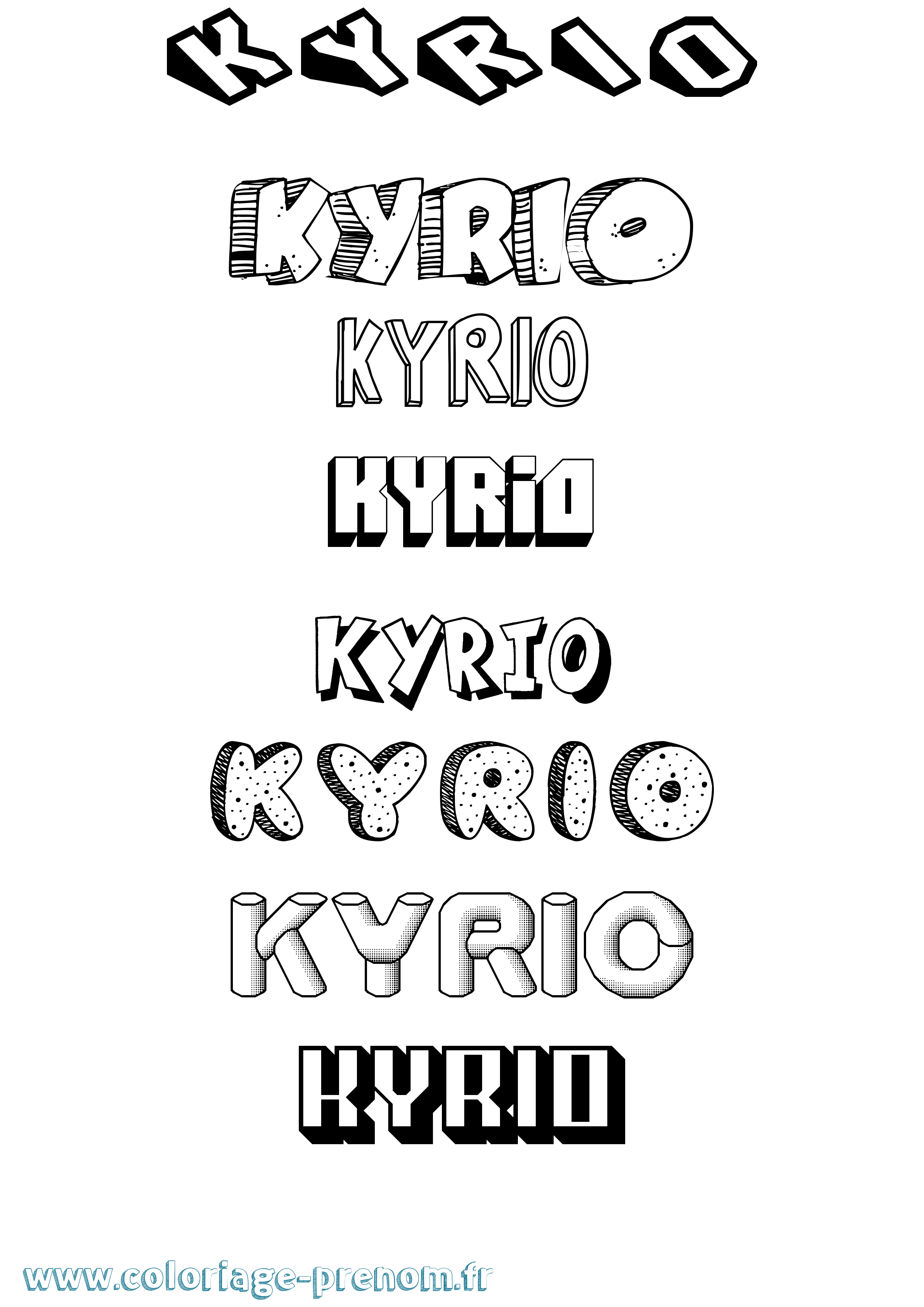 Coloriage Kyrio Effet 3D Coloriage prénom Kyrio Effet 3D
