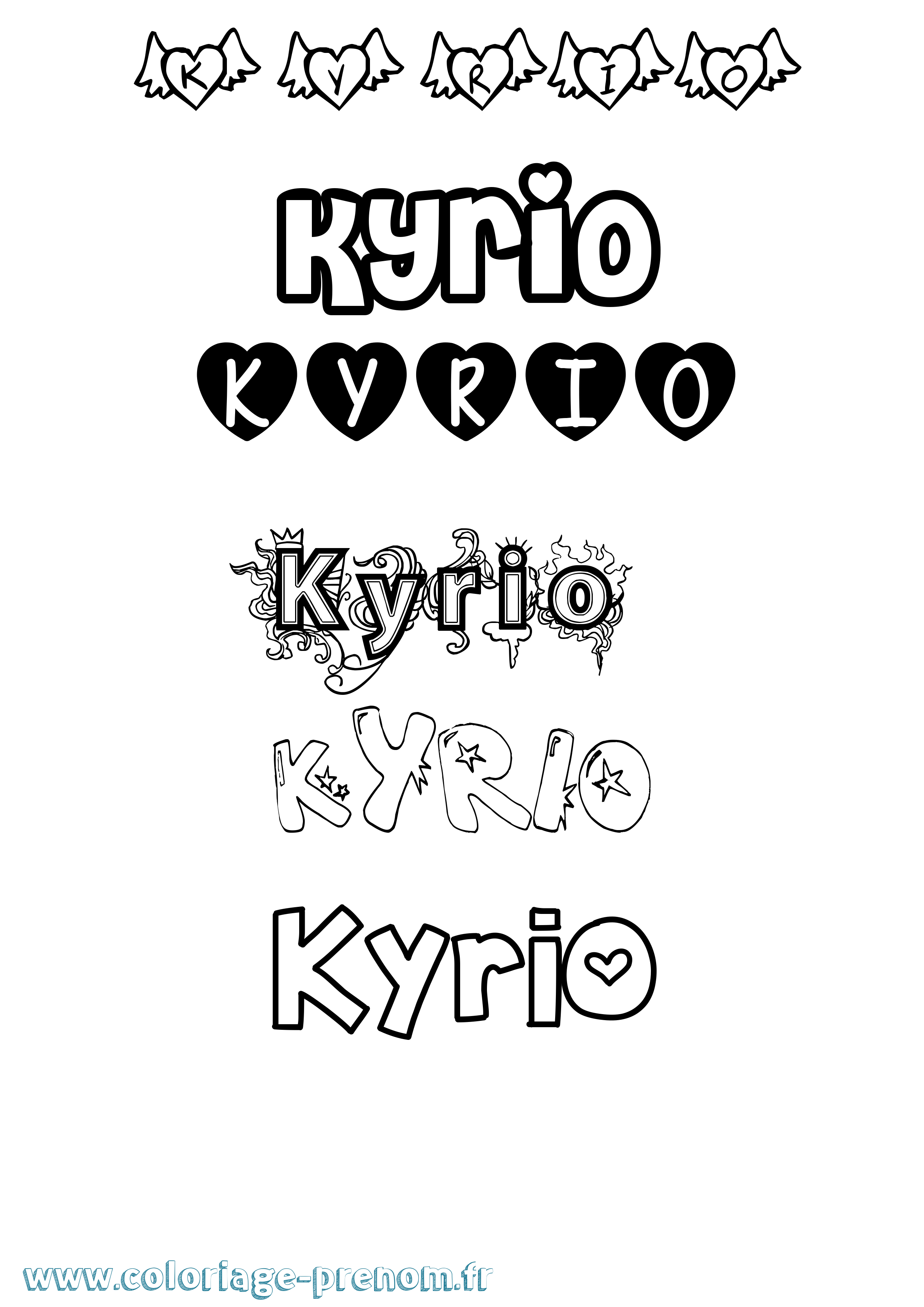 Coloriage Kyrio Girly Coloriage prénom Kyrio Girly