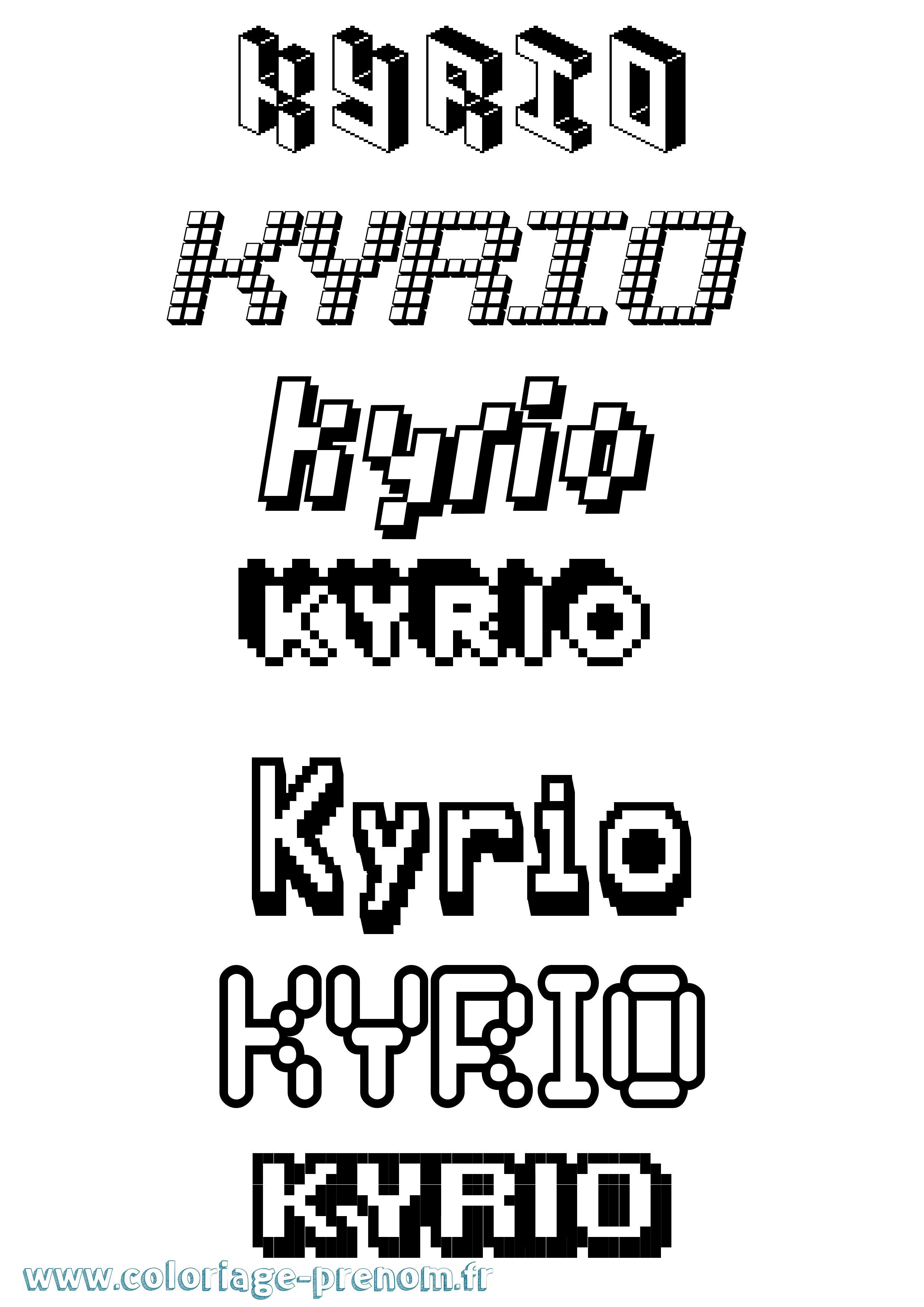 Coloriage Kyrio Pixel Coloriage prénom Kyrio Pixel