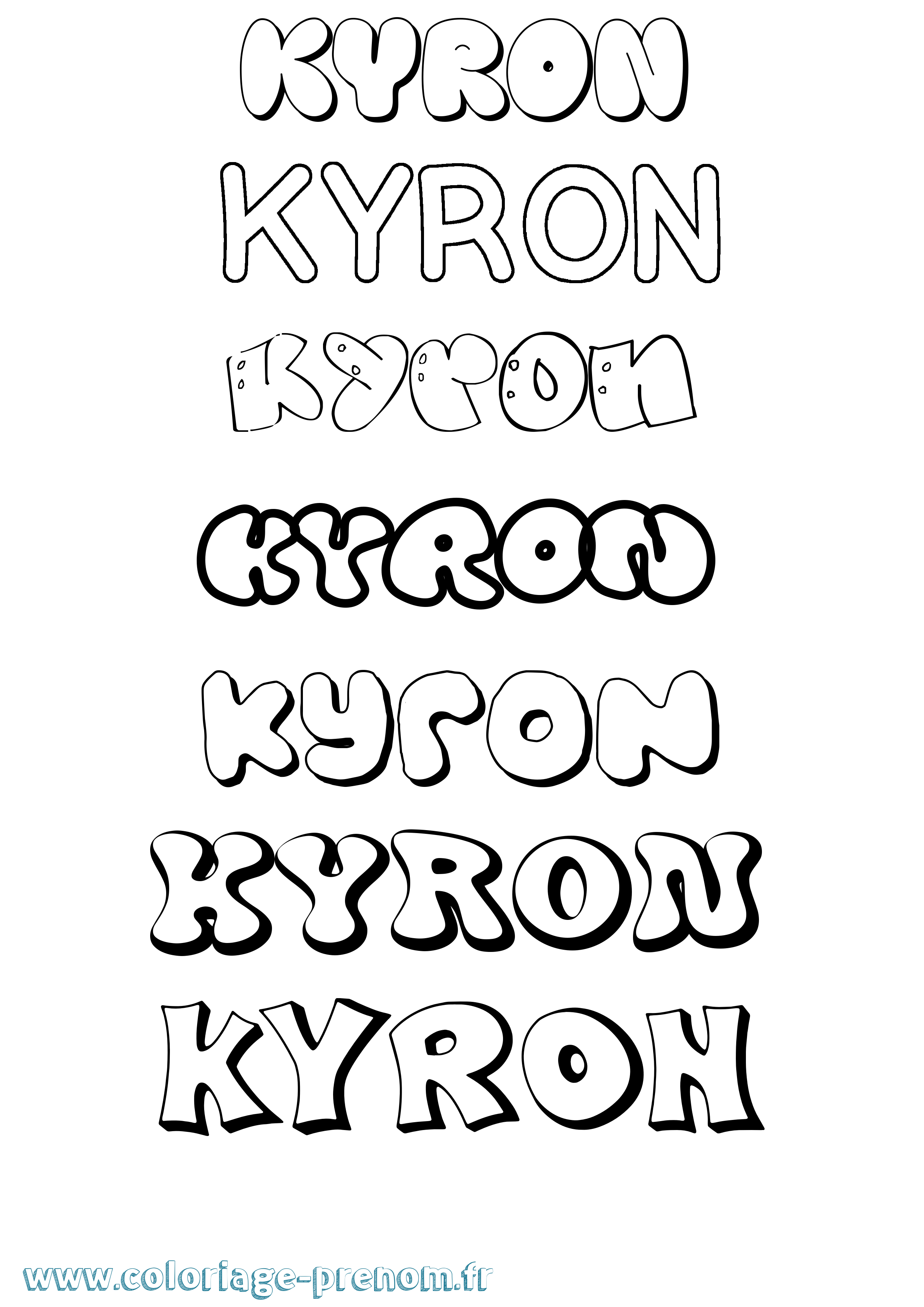 Coloriage Kyron Bubble Coloriage prénom Kyron Bubble