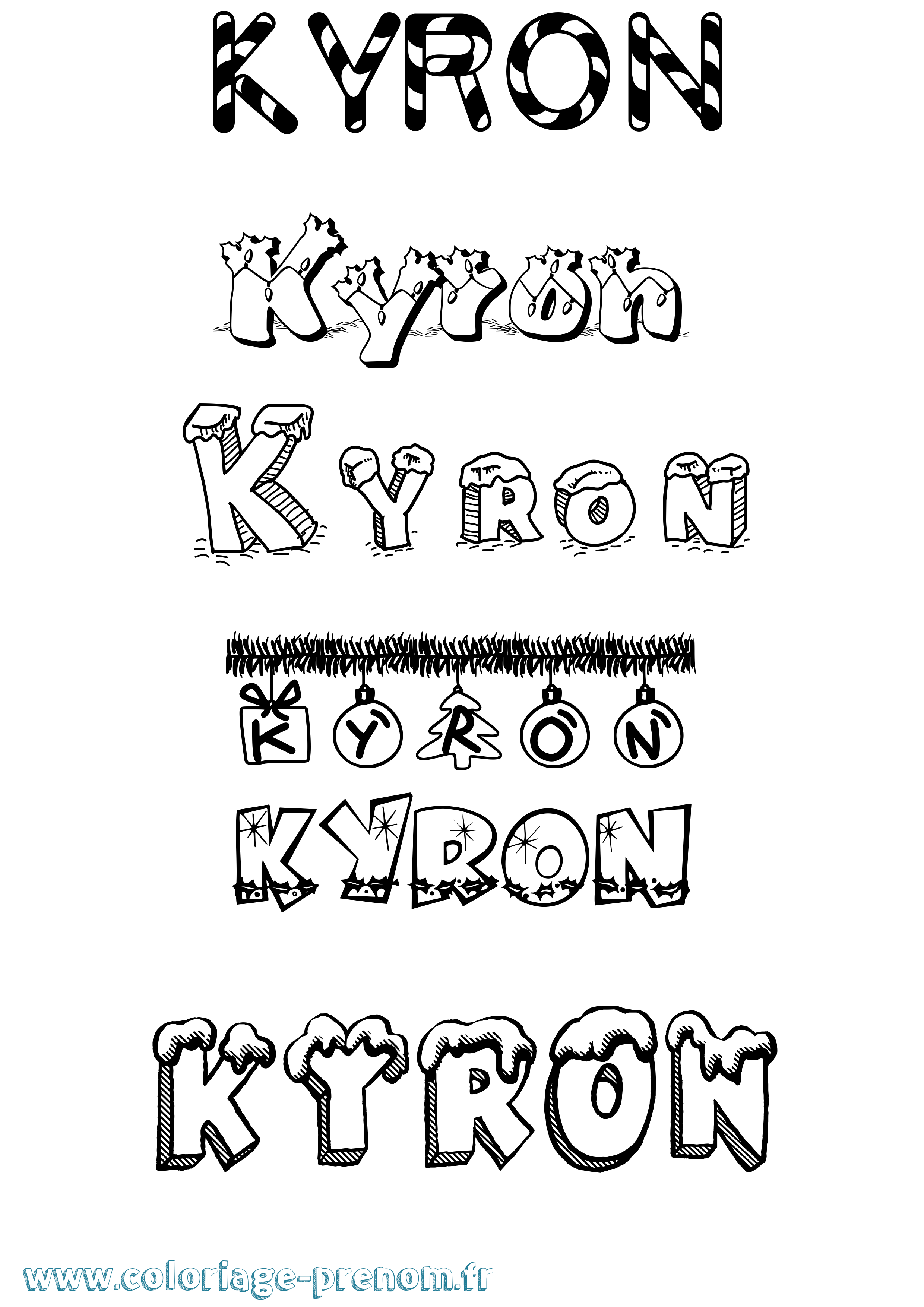 Coloriage Kyron Noël Coloriage prénom Kyron Noël