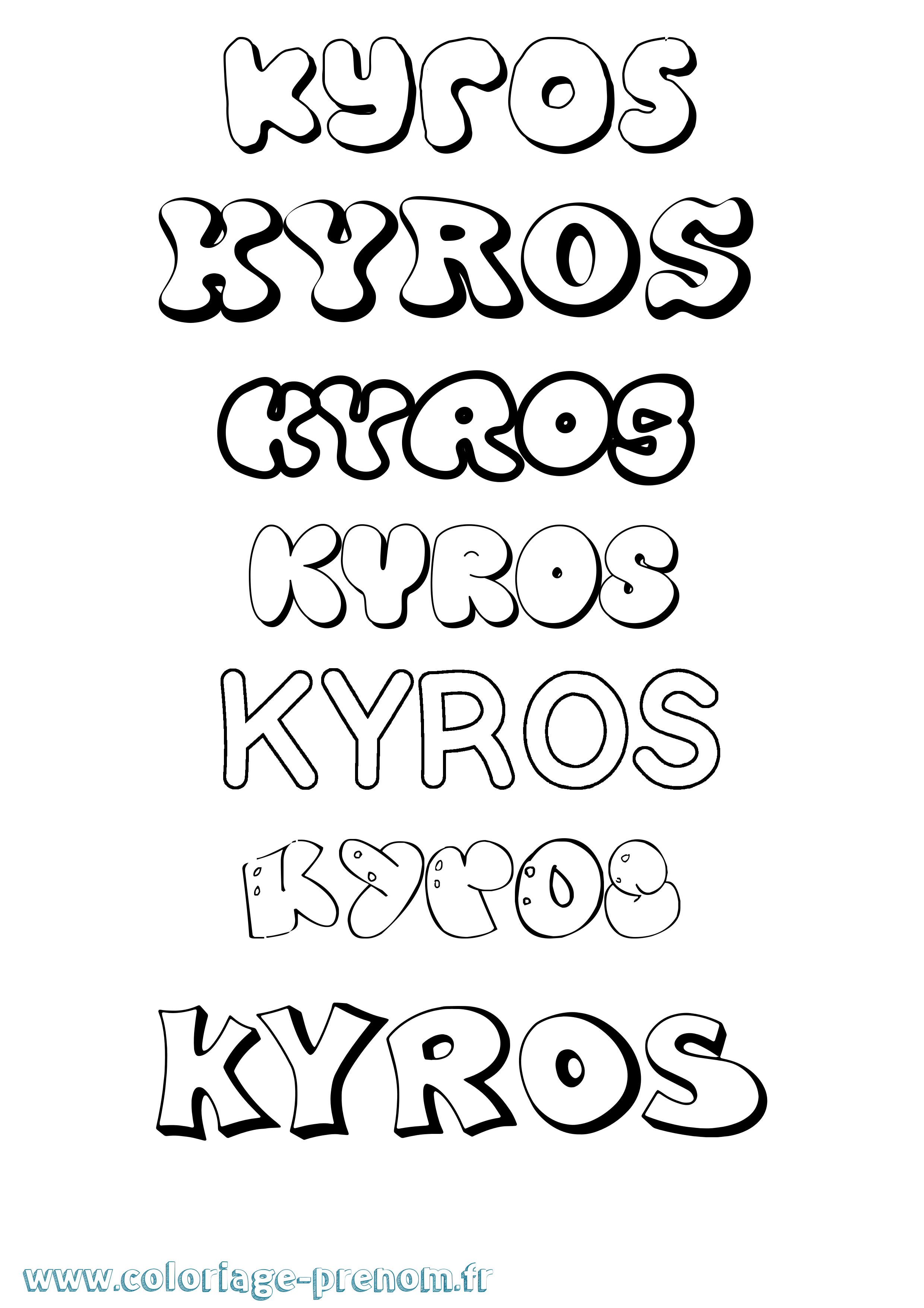 Coloriage Kyros Bubble Coloriage prénom Kyros Bubble