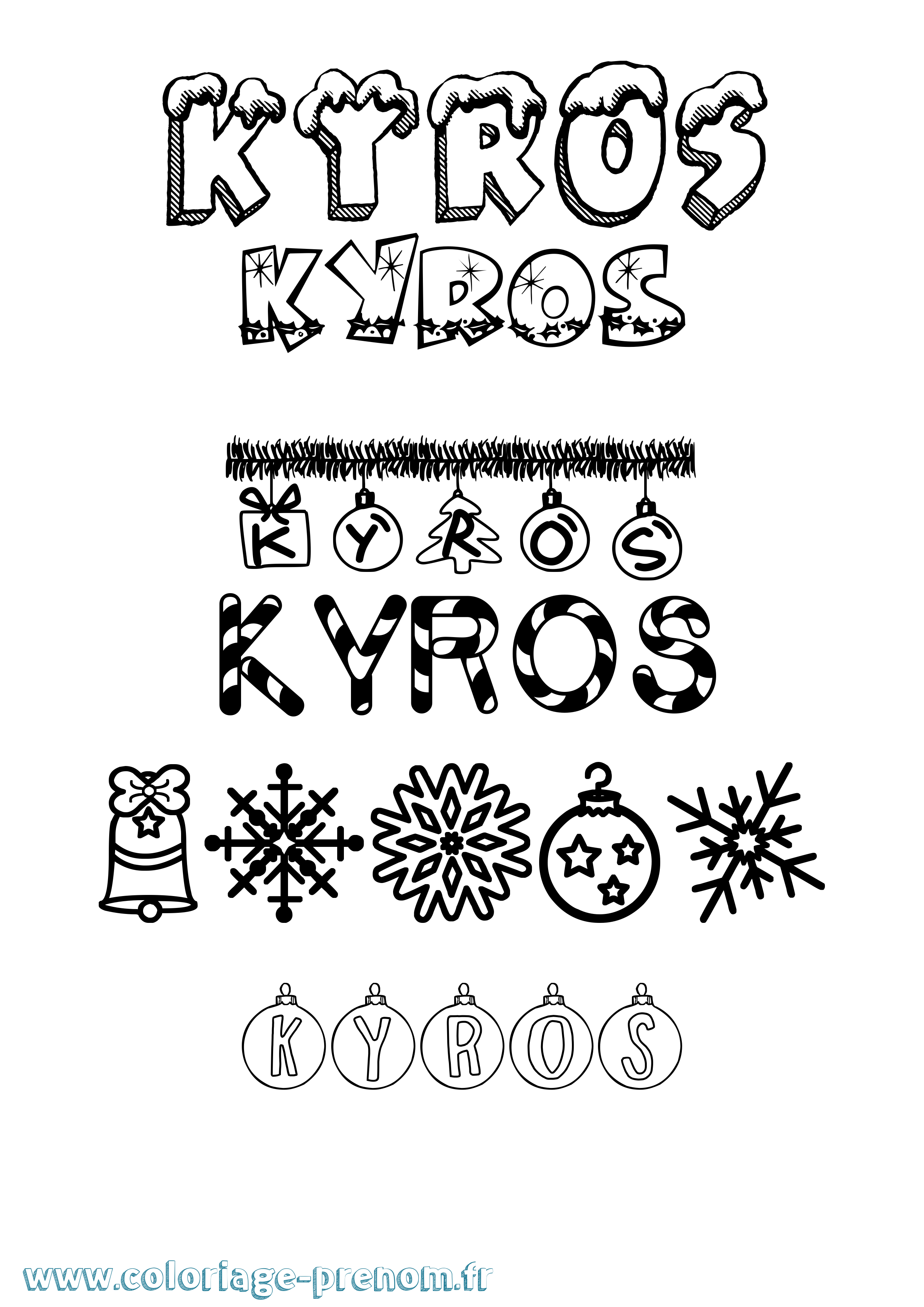 Coloriage Kyros Noël Coloriage prénom Kyros Noël