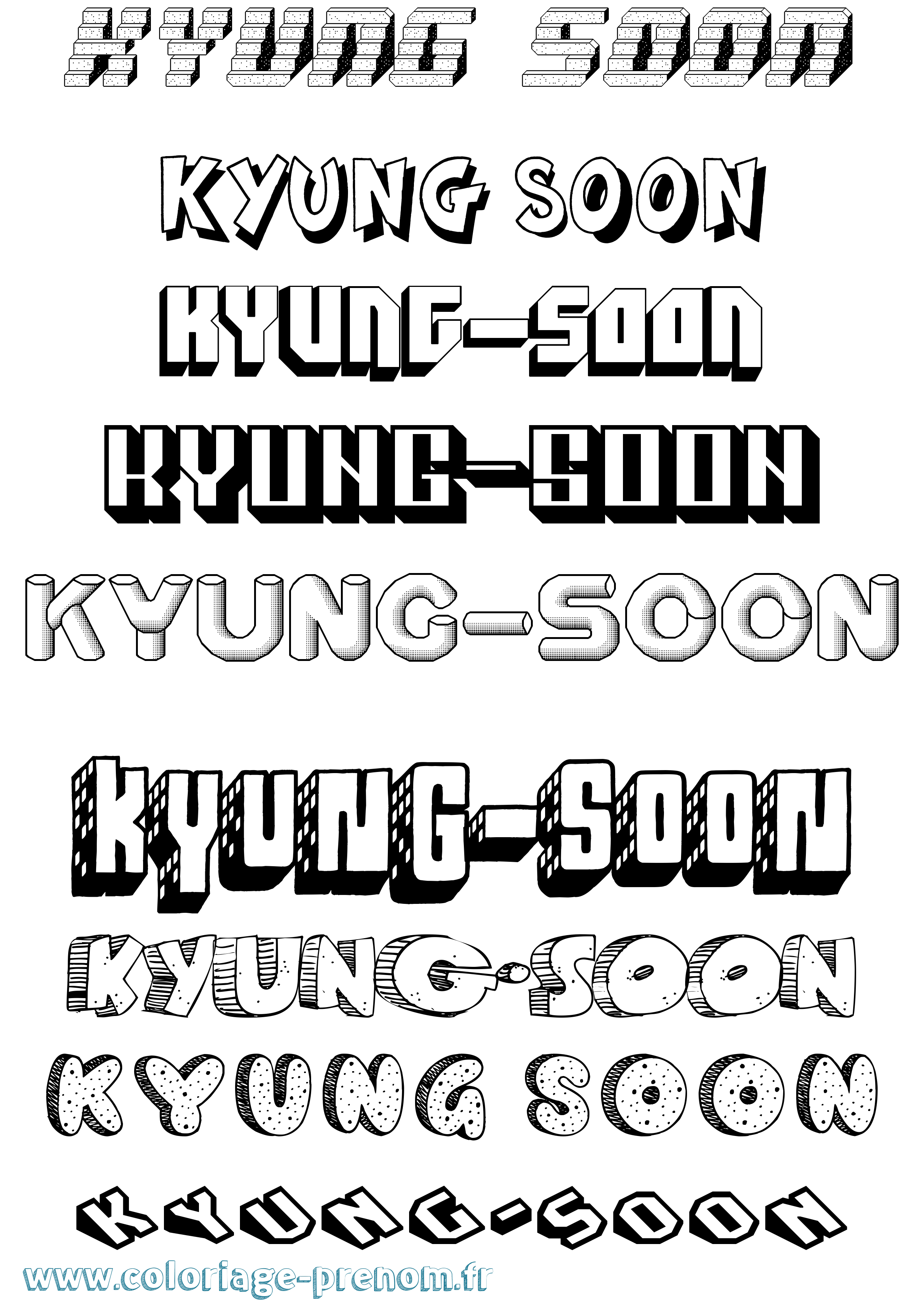 Coloriage Kyung-Soon Effet 3D Coloriage prénom Kyung-Soon Effet 3D