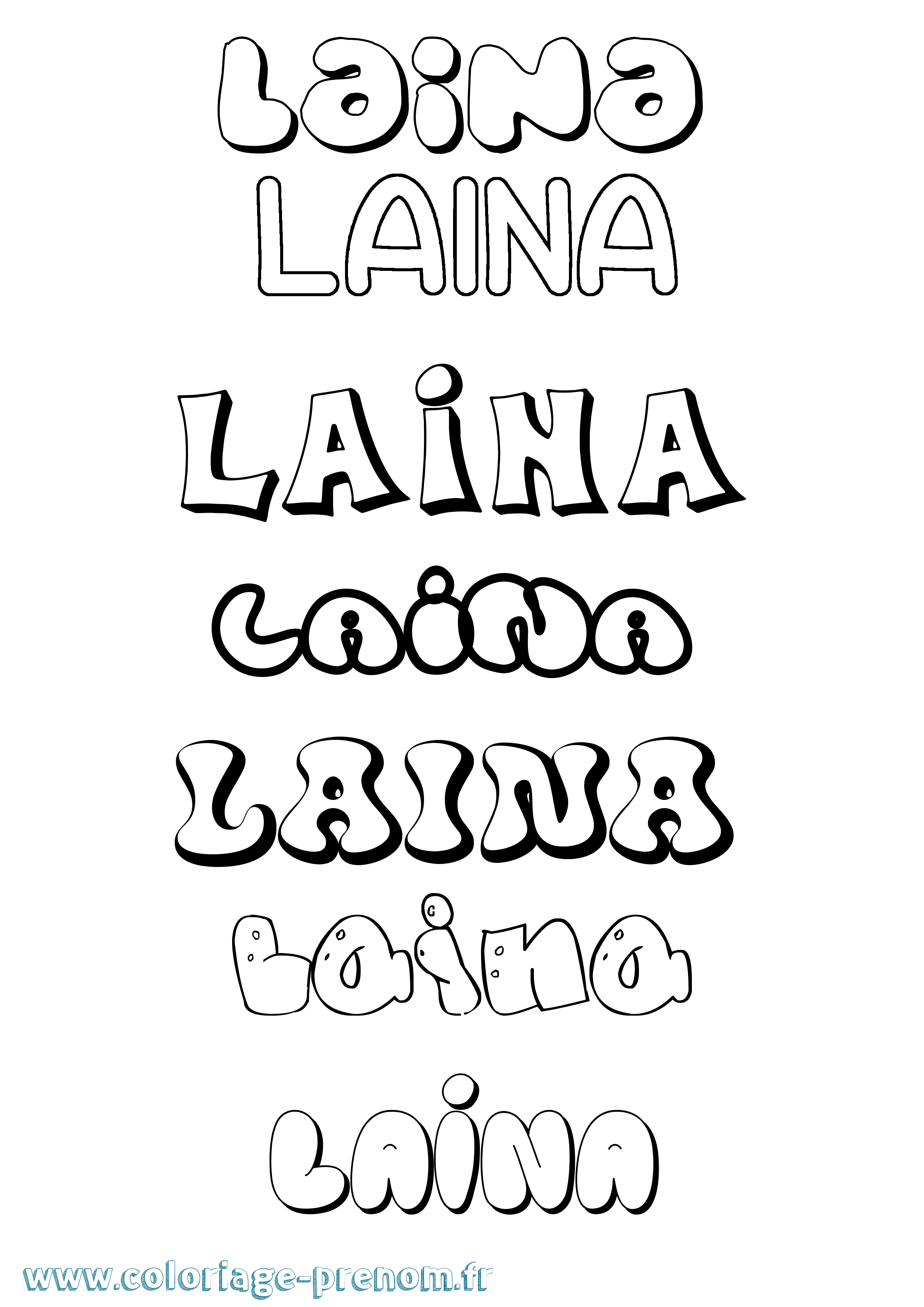 Coloriage Laina Bubble Coloriage prénom Laina Bubble