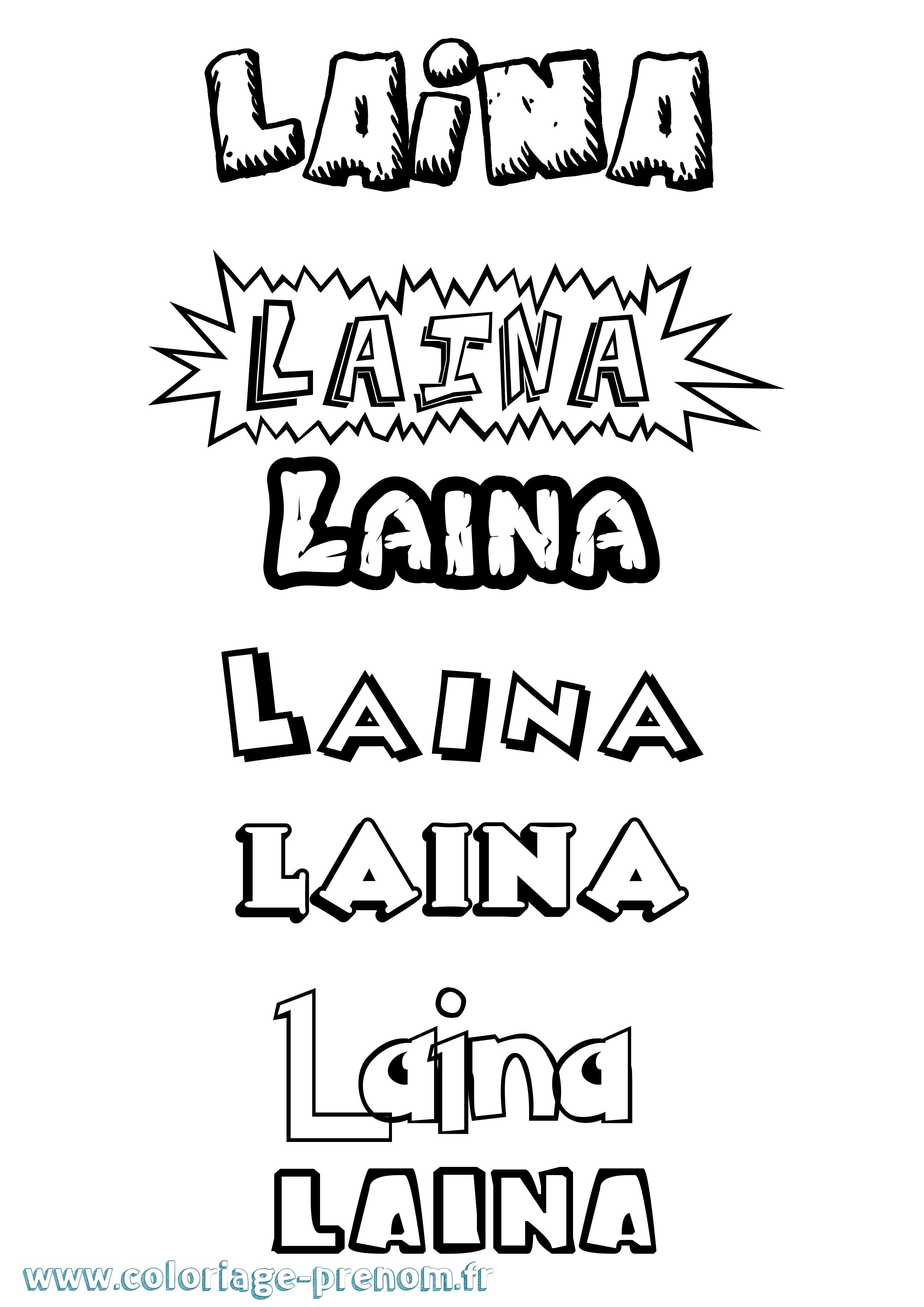 Coloriage Laina Dessin Animé Coloriage prénom Laina Dessin Animé