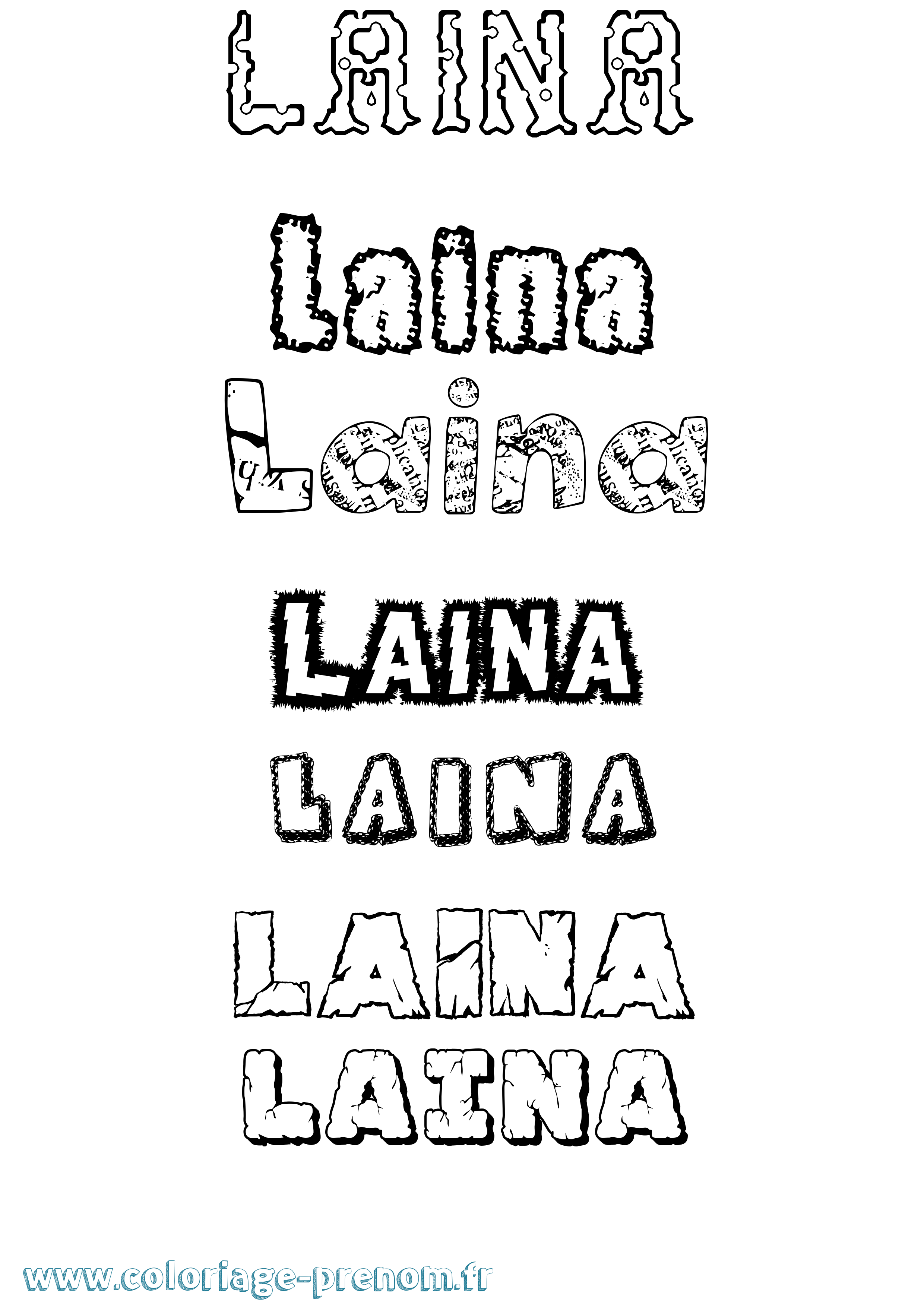 Coloriage Laina Destructuré Coloriage prénom Laina Destructuré