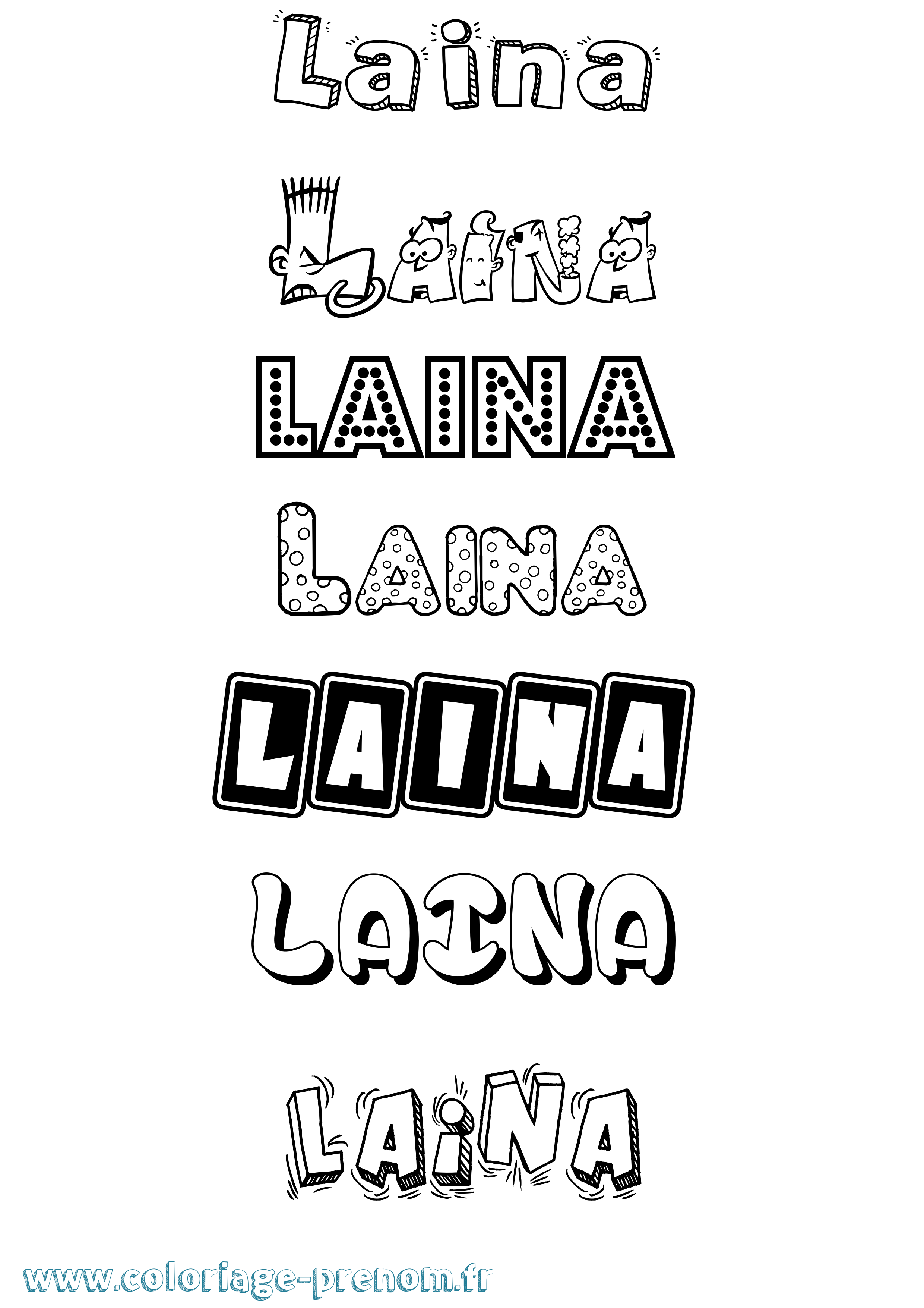 Coloriage Laina Fun Coloriage prénom Laina Fun