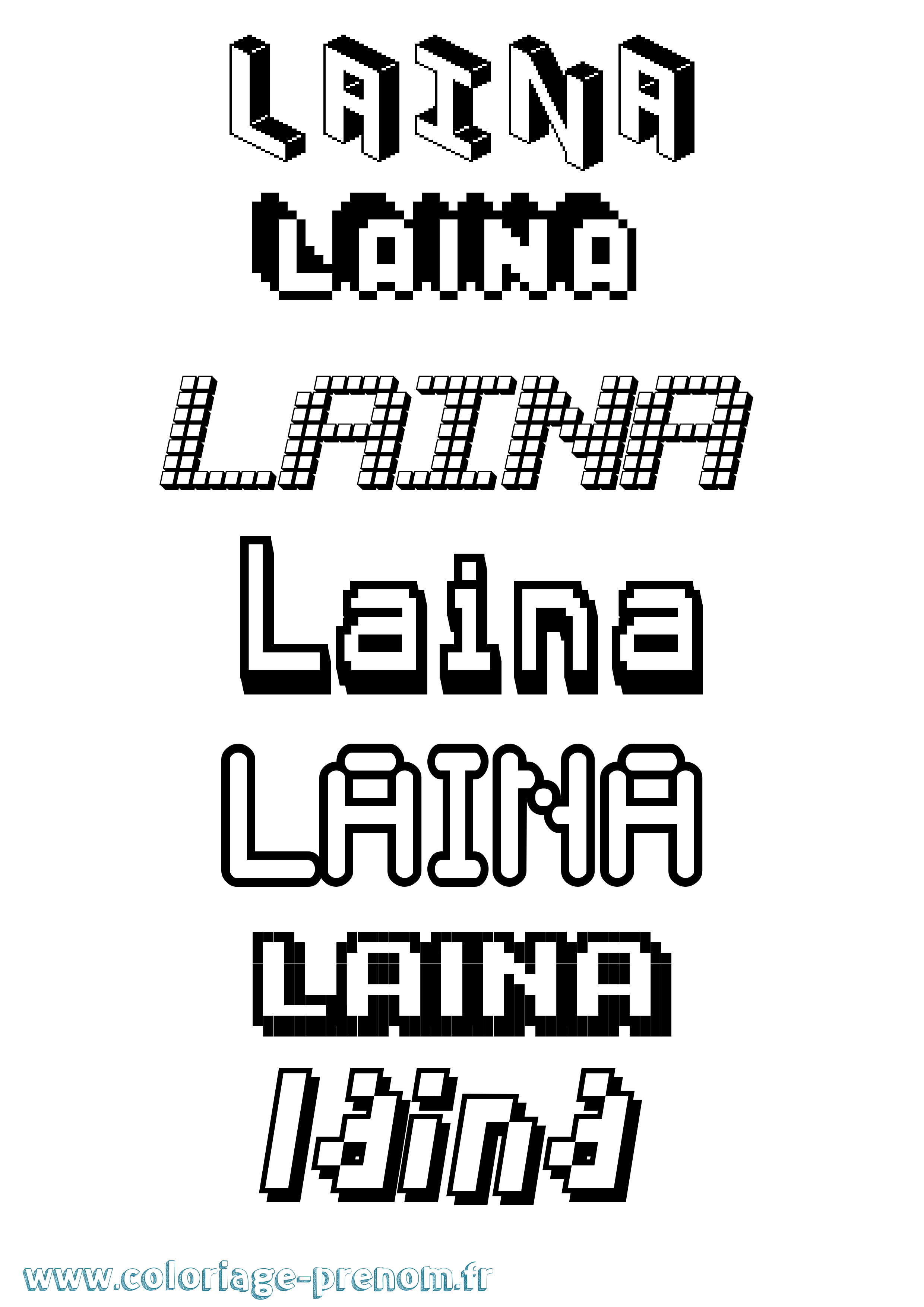 Coloriage Laina Pixel Coloriage prénom Laina Pixel