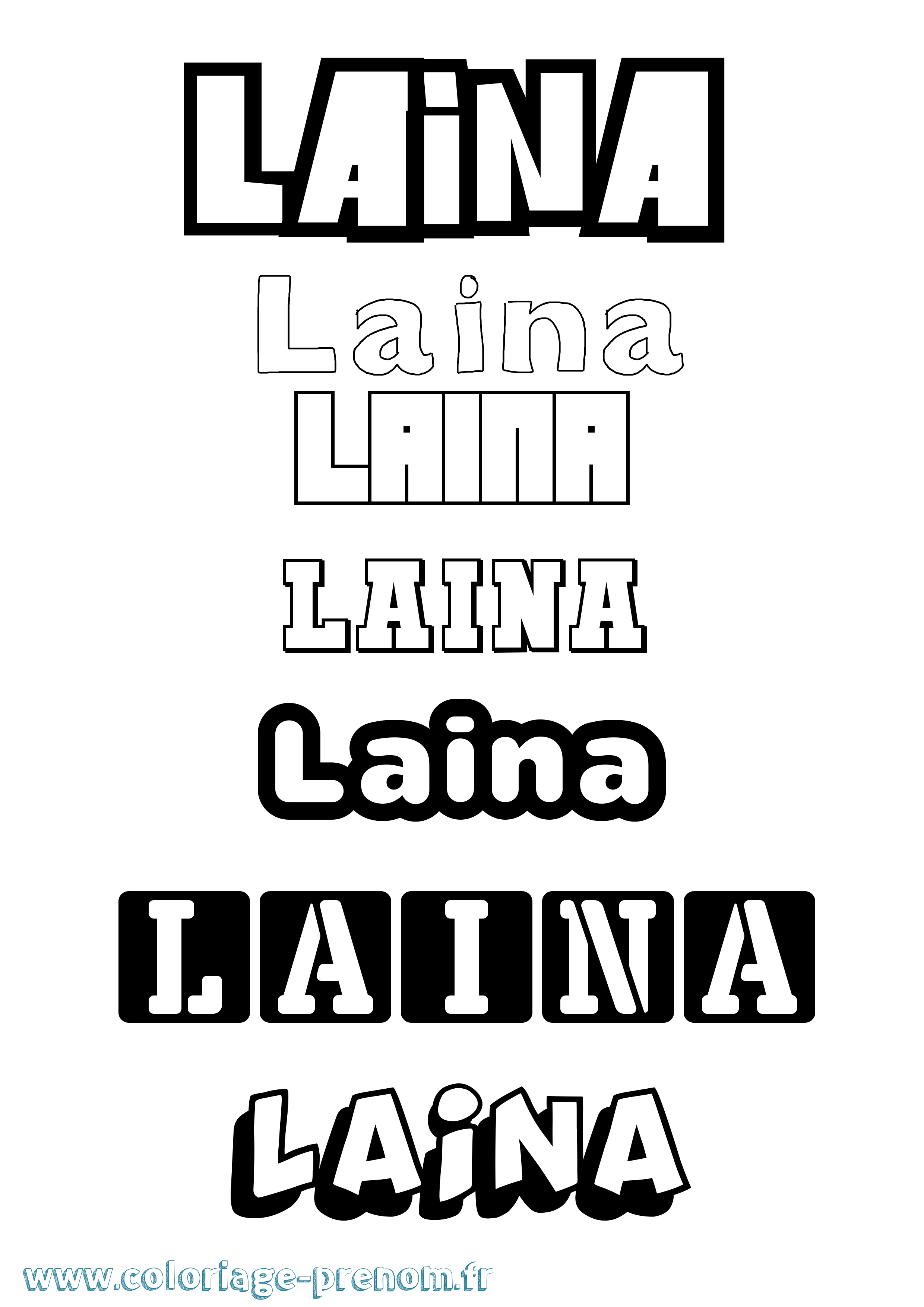 Coloriage Laina Simple Coloriage prénom Laina Simple