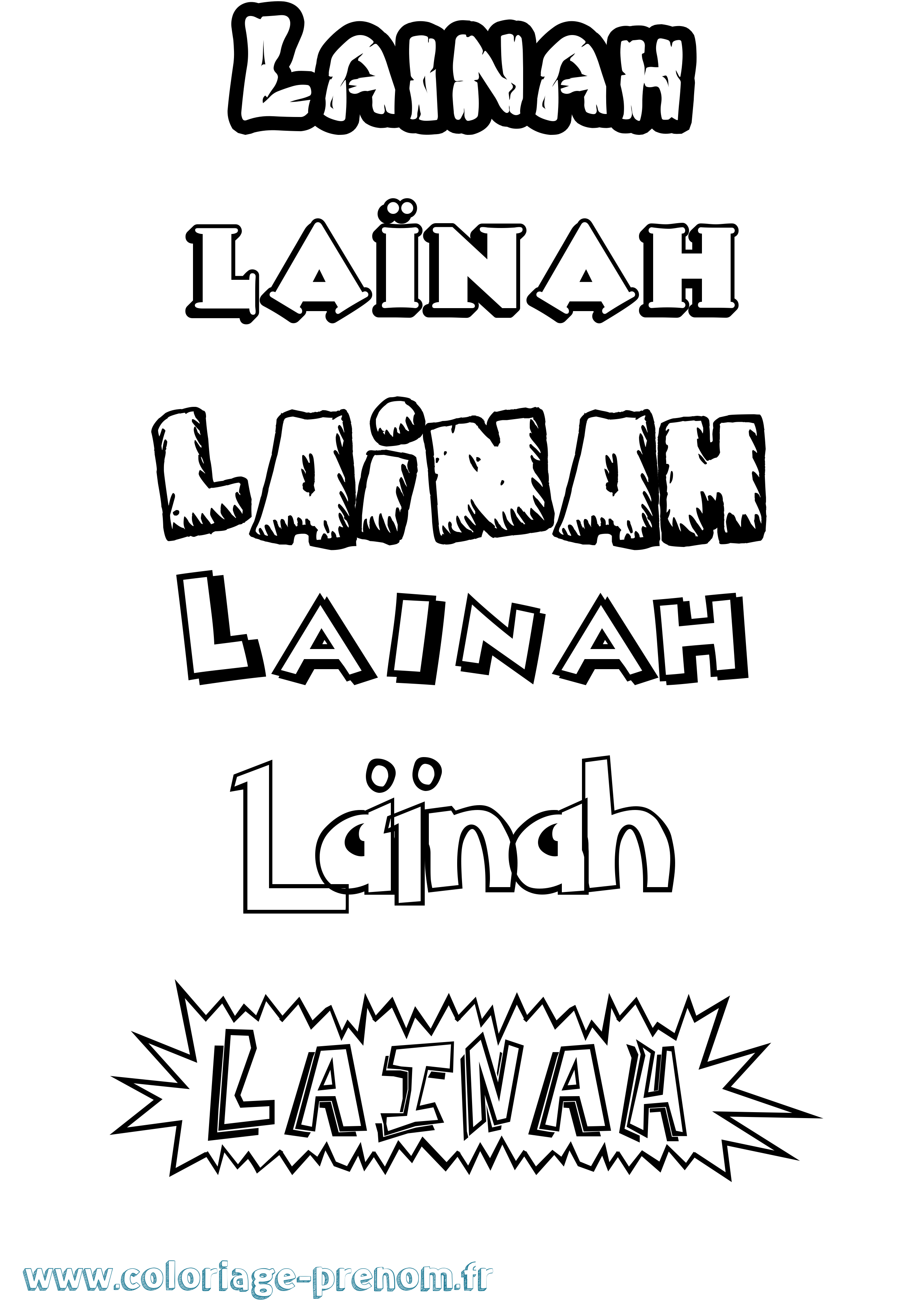 Coloriage Laïnah Dessin Animé Coloriage prénom Laïnah Dessin Animé
