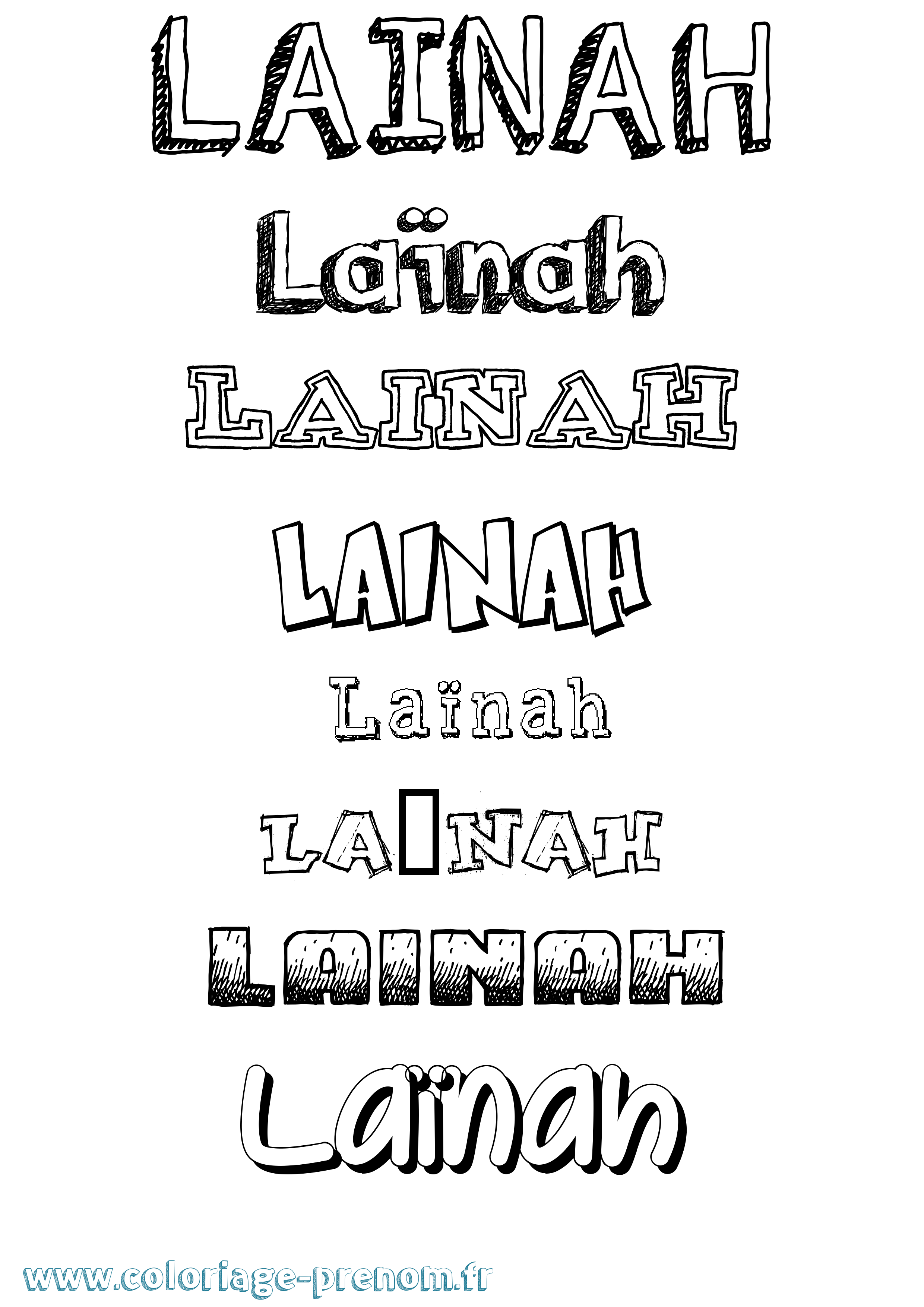 Coloriage Laïnah Dessiné Coloriage prénom Laïnah Dessiné