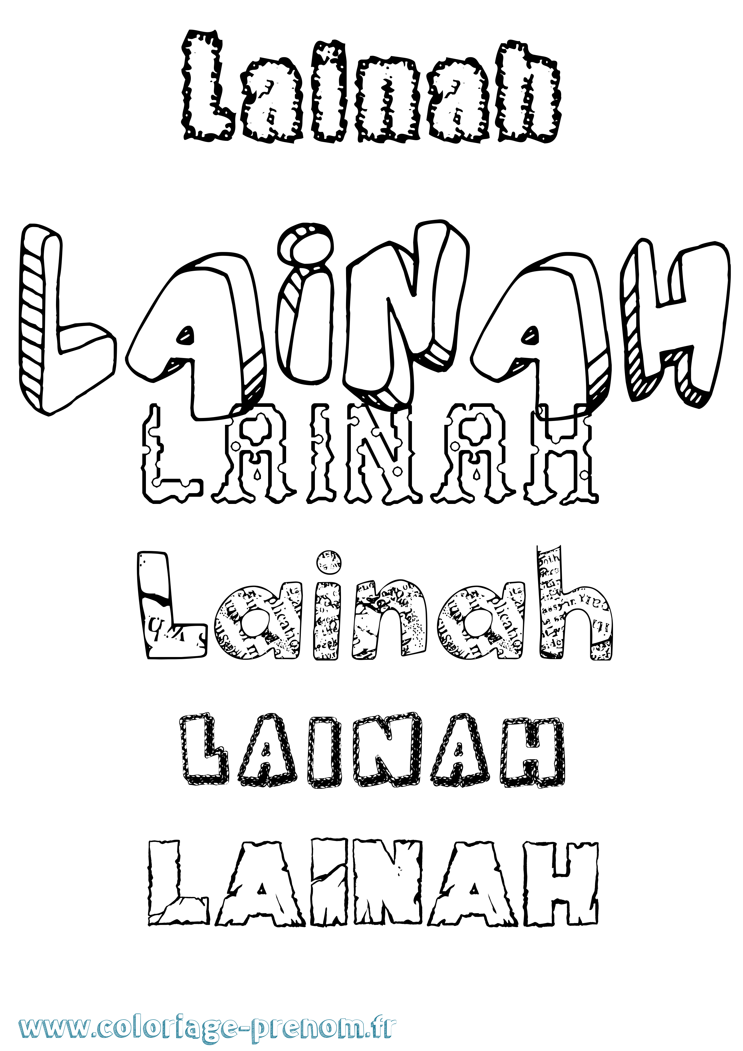 Coloriage Laïnah Destructuré Coloriage prénom Laïnah Destructuré