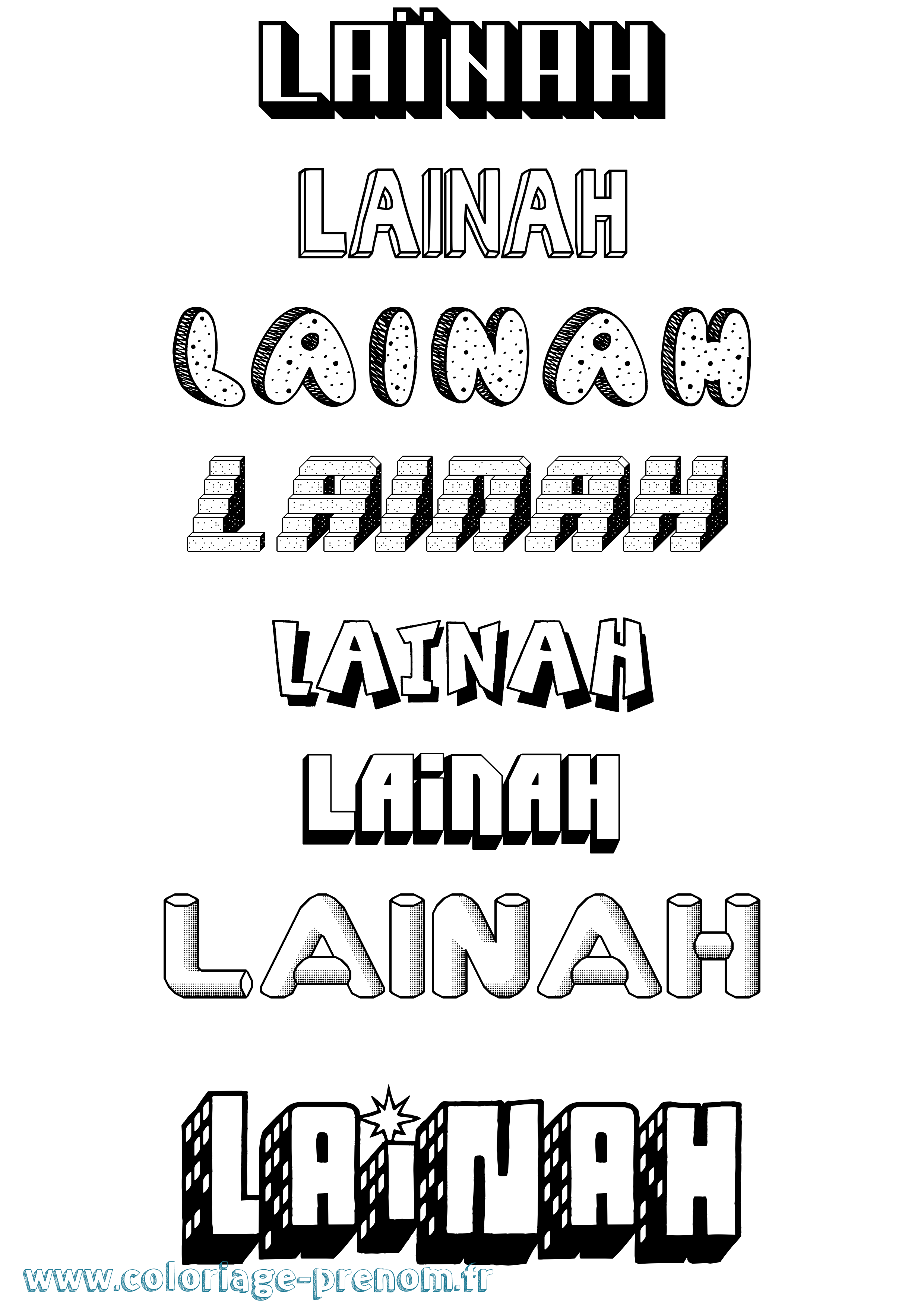 Coloriage Laïnah Effet 3D Coloriage prénom Laïnah Effet 3D