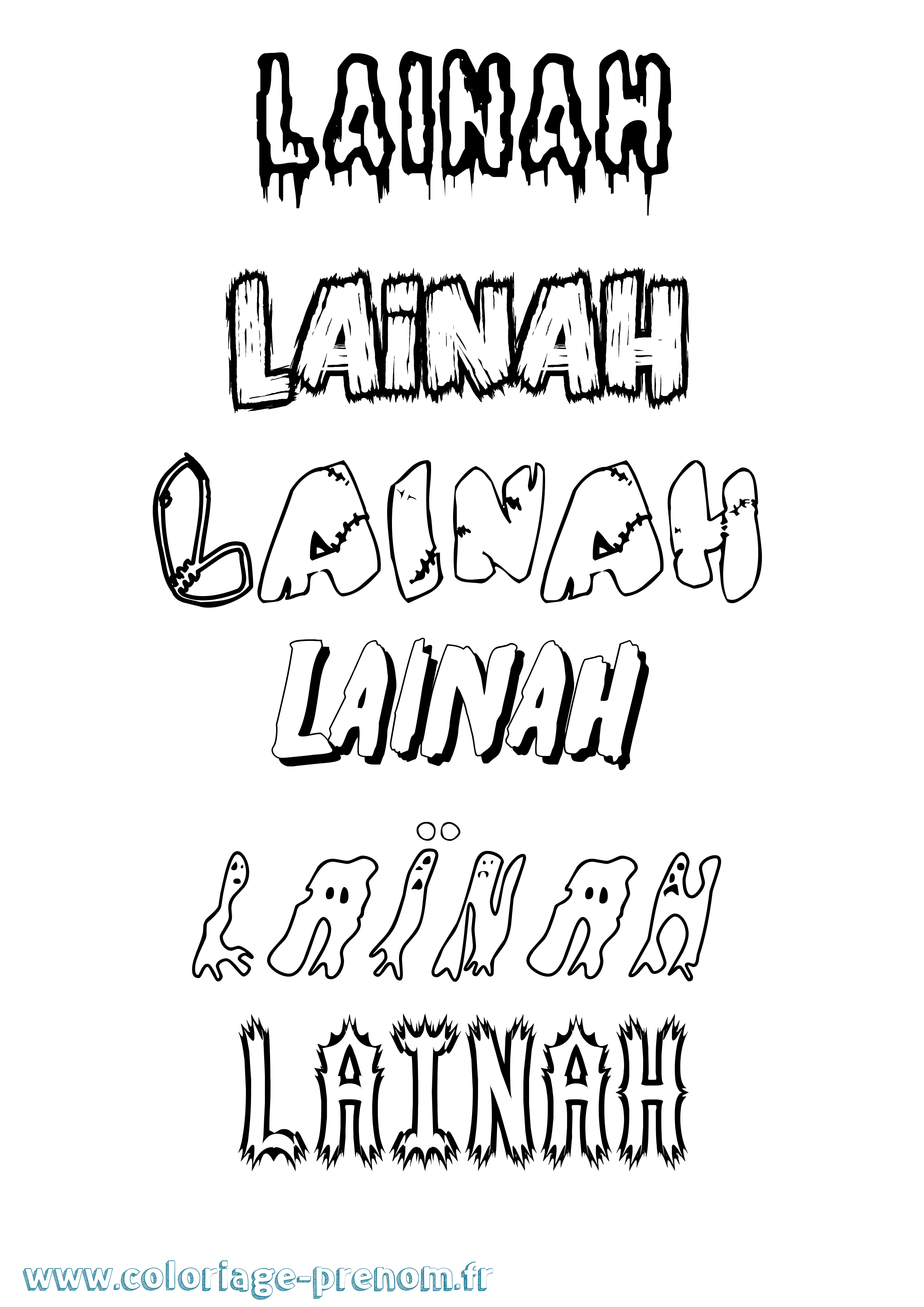 Coloriage Laïnah Frisson Coloriage prénom Laïnah Frisson